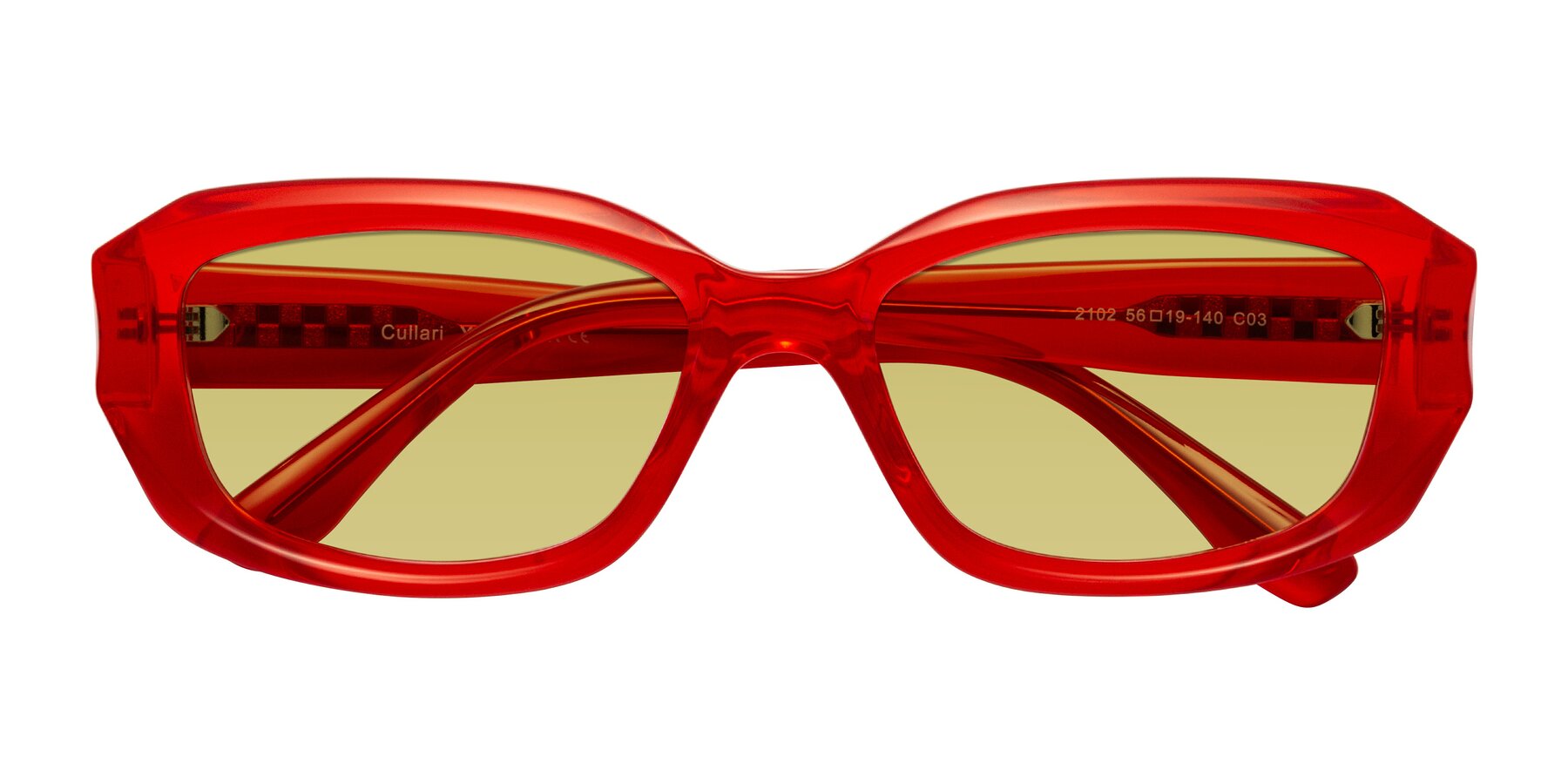 Folded Front of Cullari in Chili Pepper with Medium Champagne Tinted Lenses