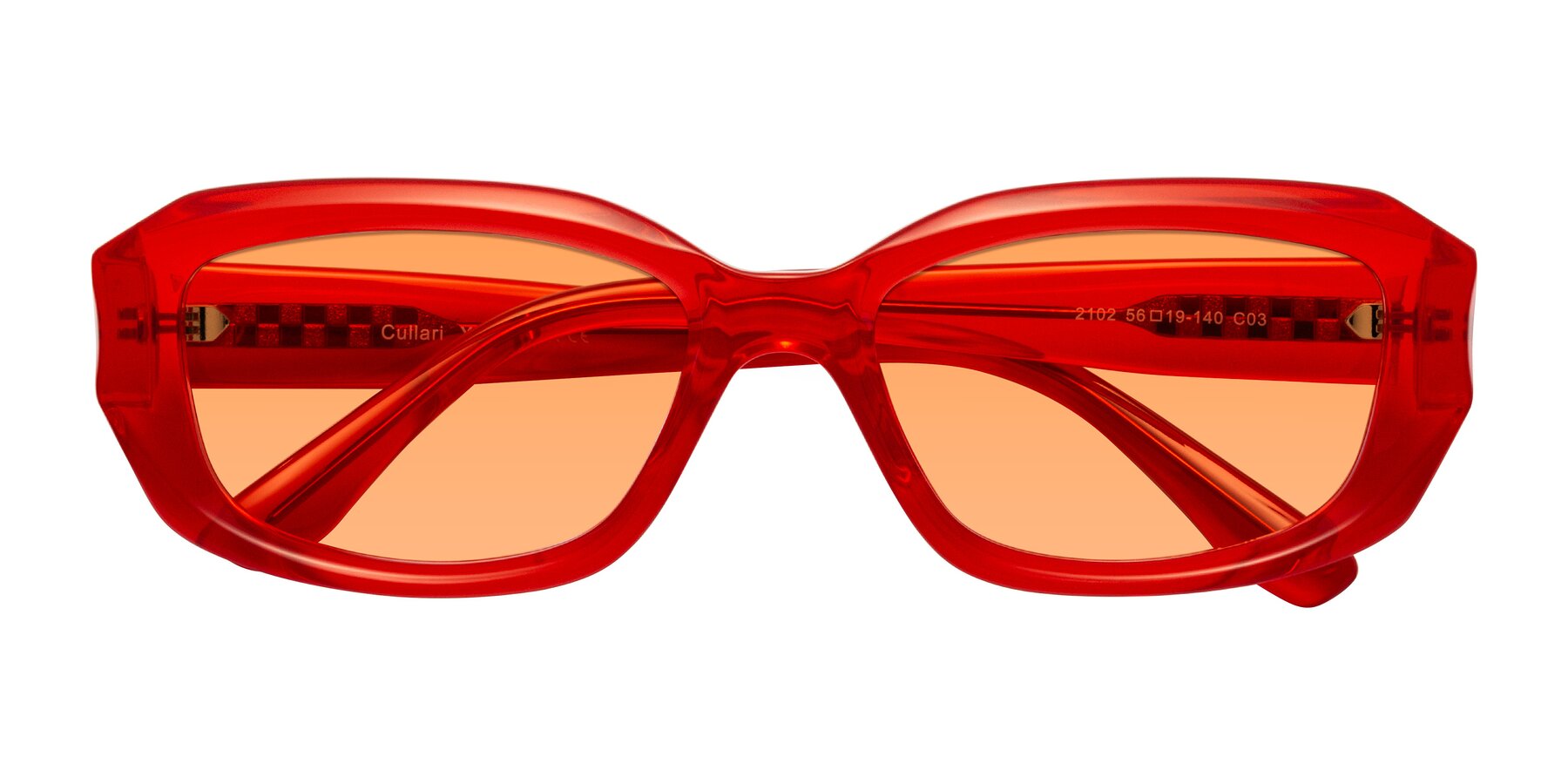 Folded Front of Cullari in Chili Pepper with Medium Orange Tinted Lenses