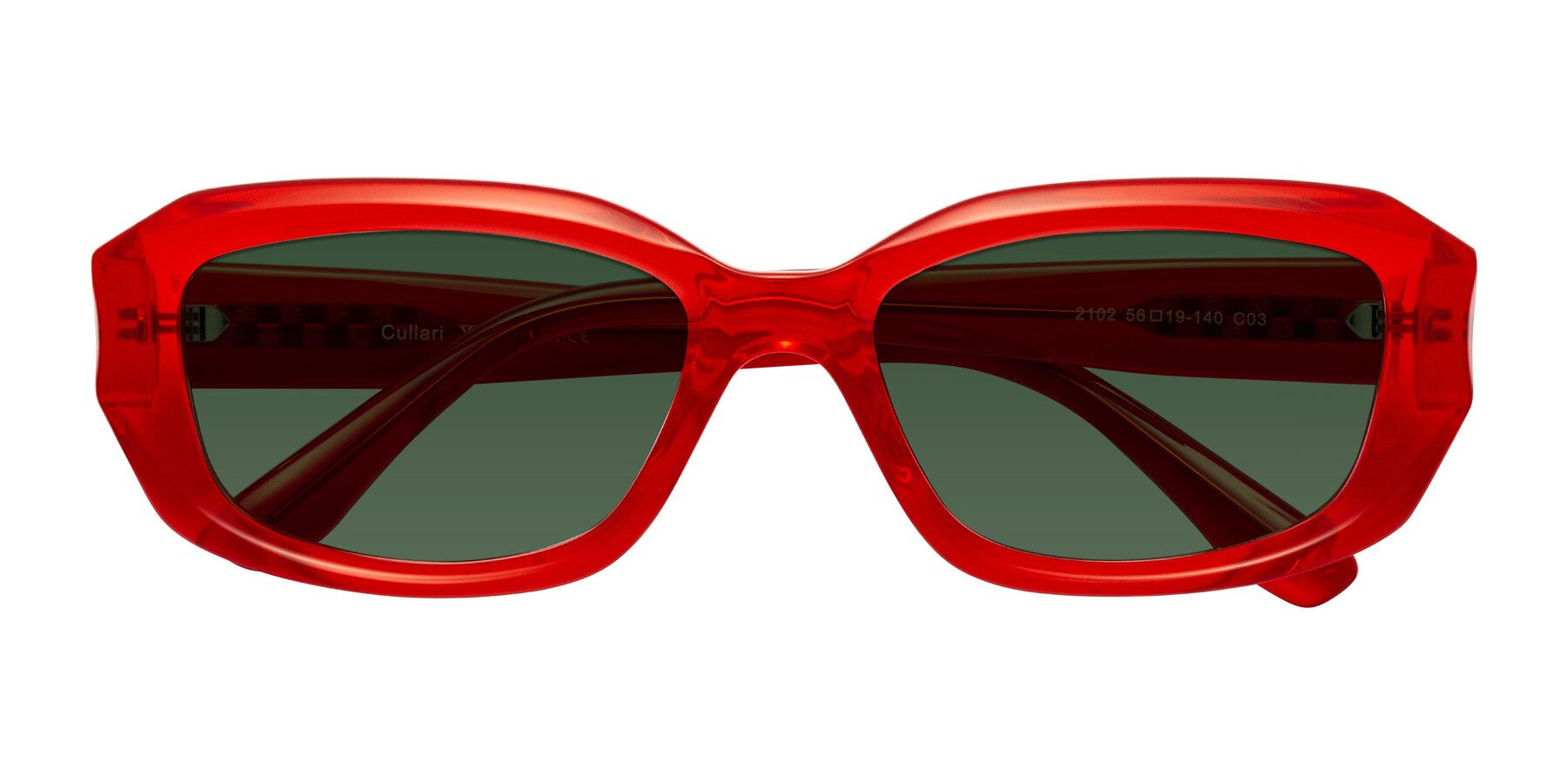 Folded Front of Cullari in Chili Pepper with Green Tinted Lenses