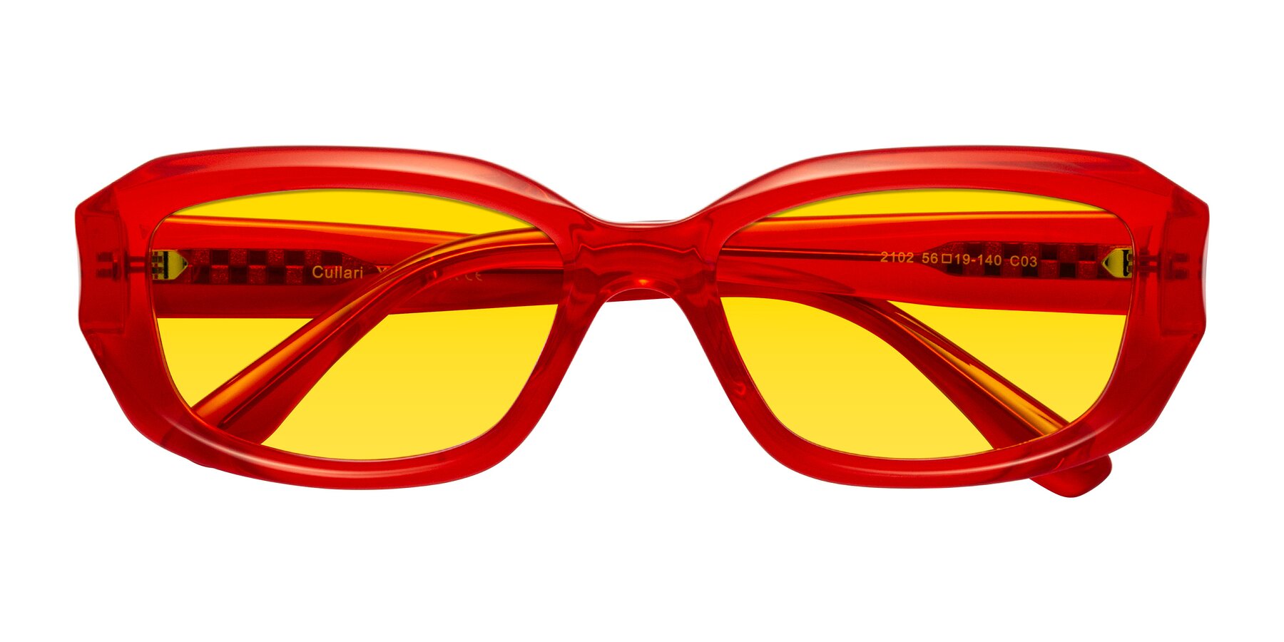 Folded Front of Cullari in Chili Pepper with Yellow Tinted Lenses