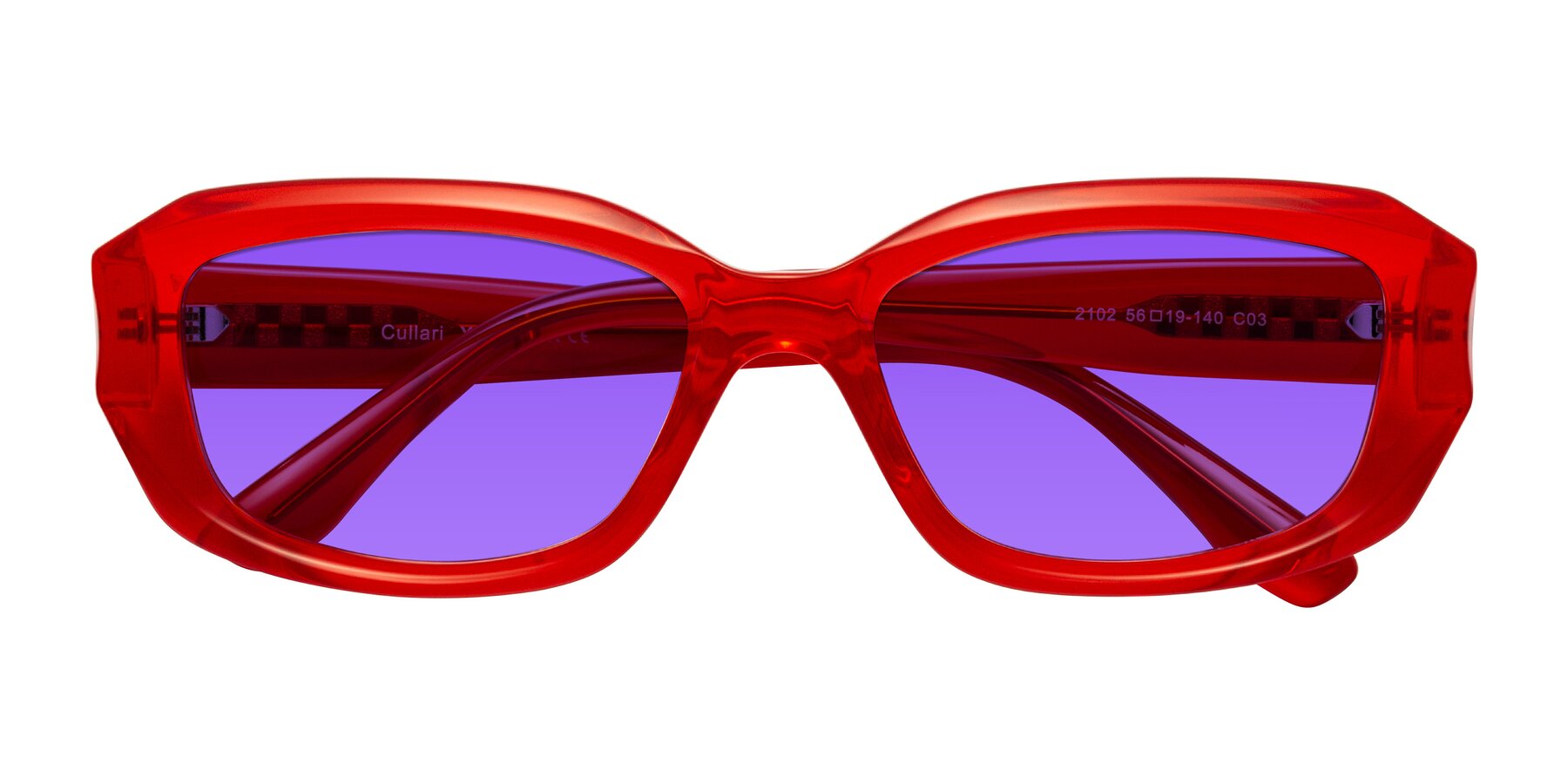 Folded Front of Cullari in Chili Pepper with Purple Tinted Lenses