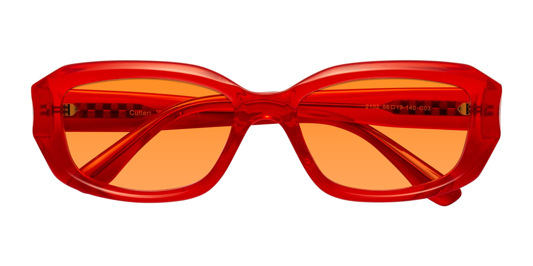Folded Front of Cullari in Chili Pepper with Orange Tinted Lenses