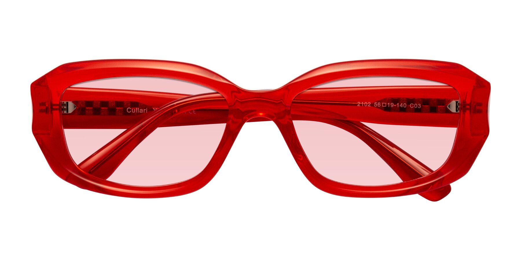 Folded Front of Cullari in Chili Pepper with Light Garnet Tinted Lenses