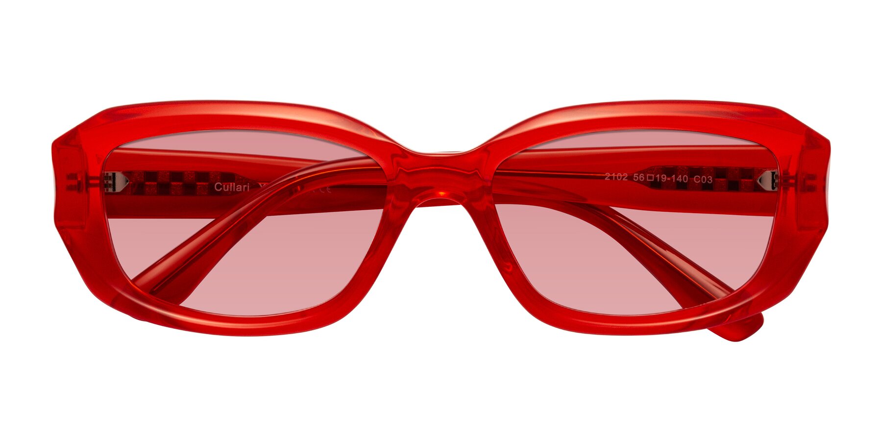 Folded Front of Cullari in Chili Pepper with Medium Garnet Tinted Lenses