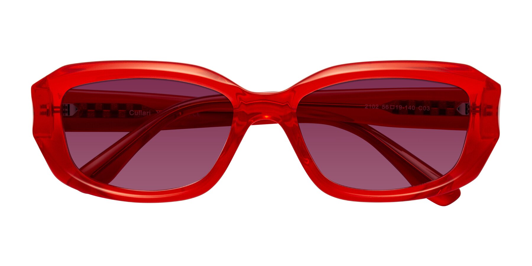 Folded Front of Cullari in Chili Pepper with Wine Tinted Lenses