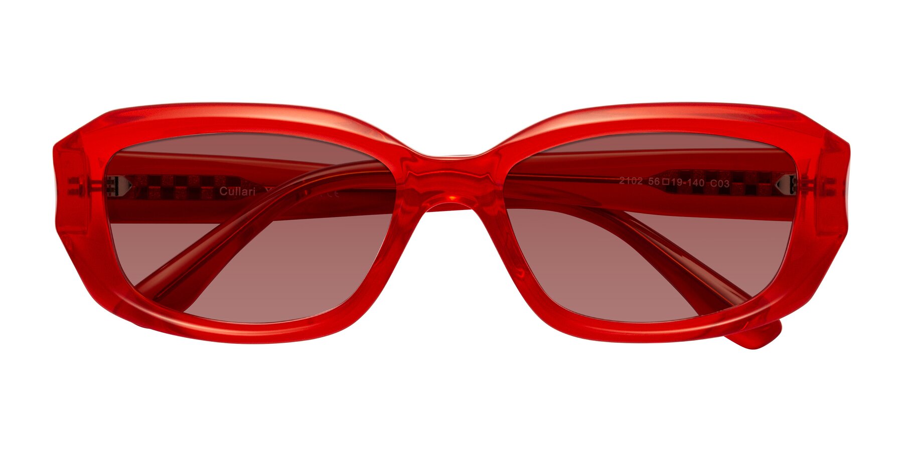 Folded Front of Cullari in Chili Pepper with Garnet Tinted Lenses