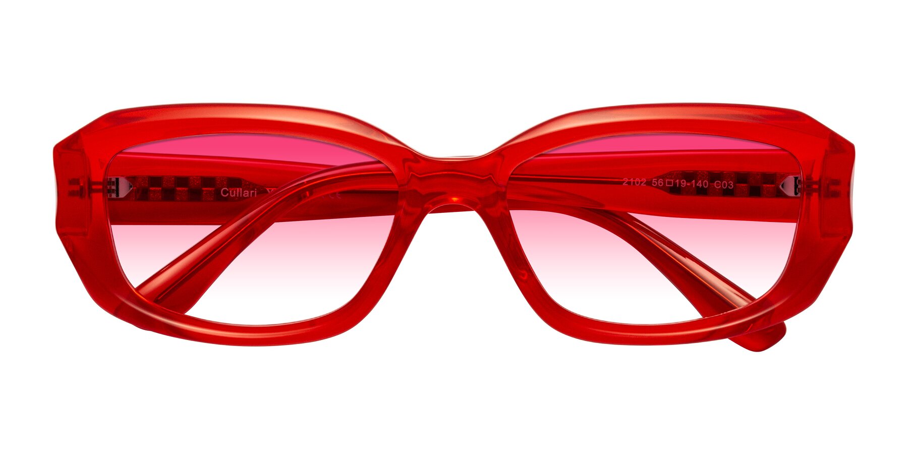 Folded Front of Cullari in Chili Pepper with Pink Gradient Lenses