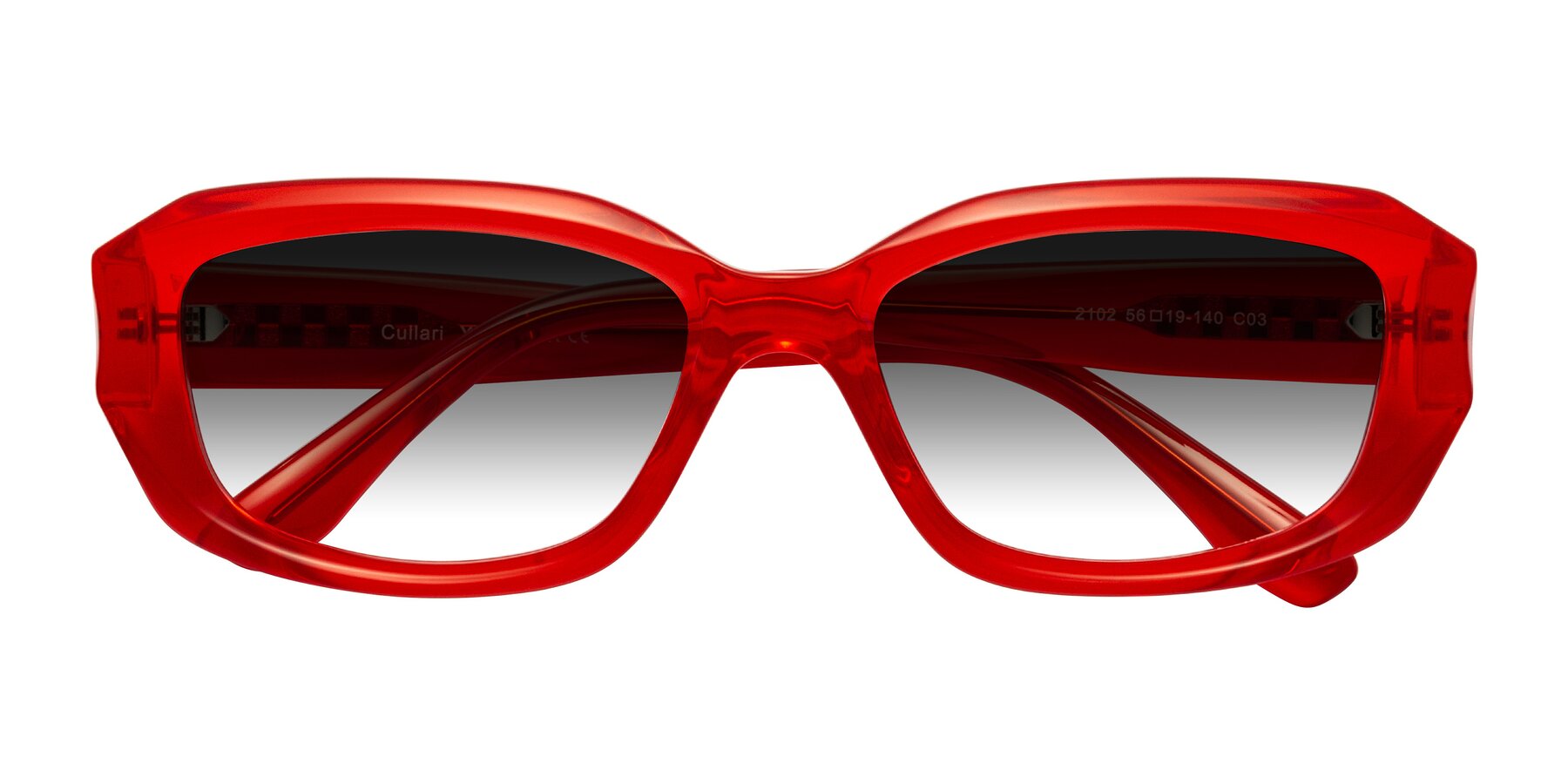 Folded Front of Cullari in Chili Pepper with Gray Gradient Lenses