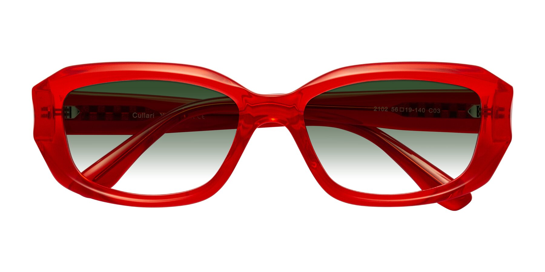 Folded Front of Cullari in Chili Pepper with Green Gradient Lenses