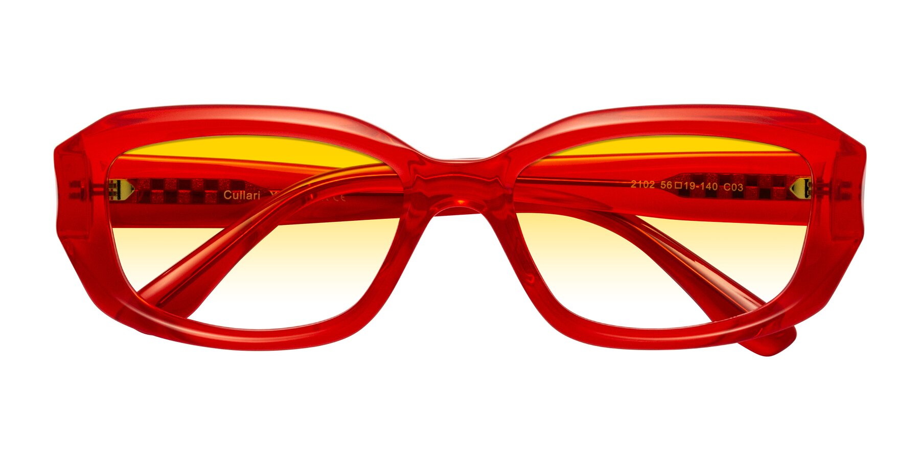 Folded Front of Cullari in Chili Pepper with Yellow Gradient Lenses