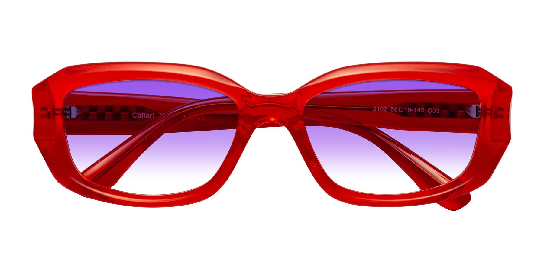 Folded Front of Cullari in Chili Pepper with Purple Gradient Lenses