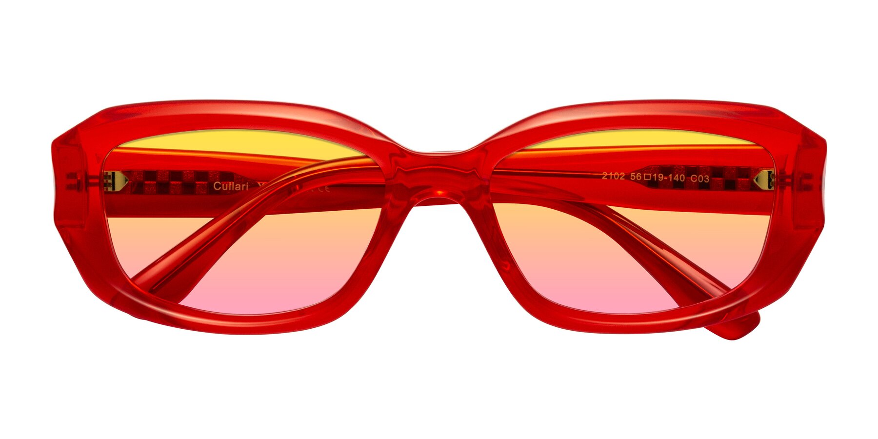 Folded Front of Cullari in Chili Pepper with Yellow / Pink Gradient Lenses