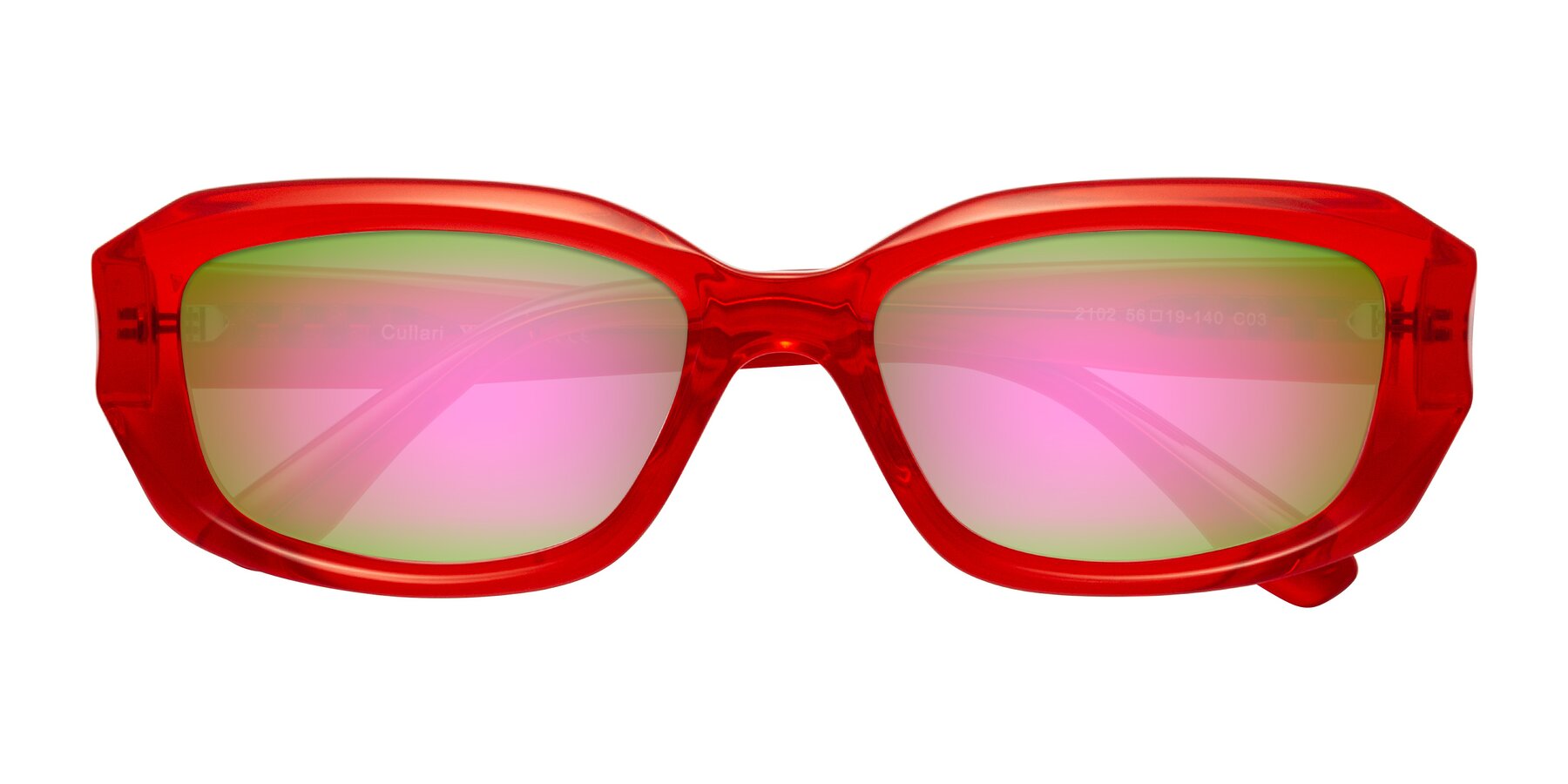 Folded Front of Cullari in Chili Pepper with Pink Mirrored Lenses