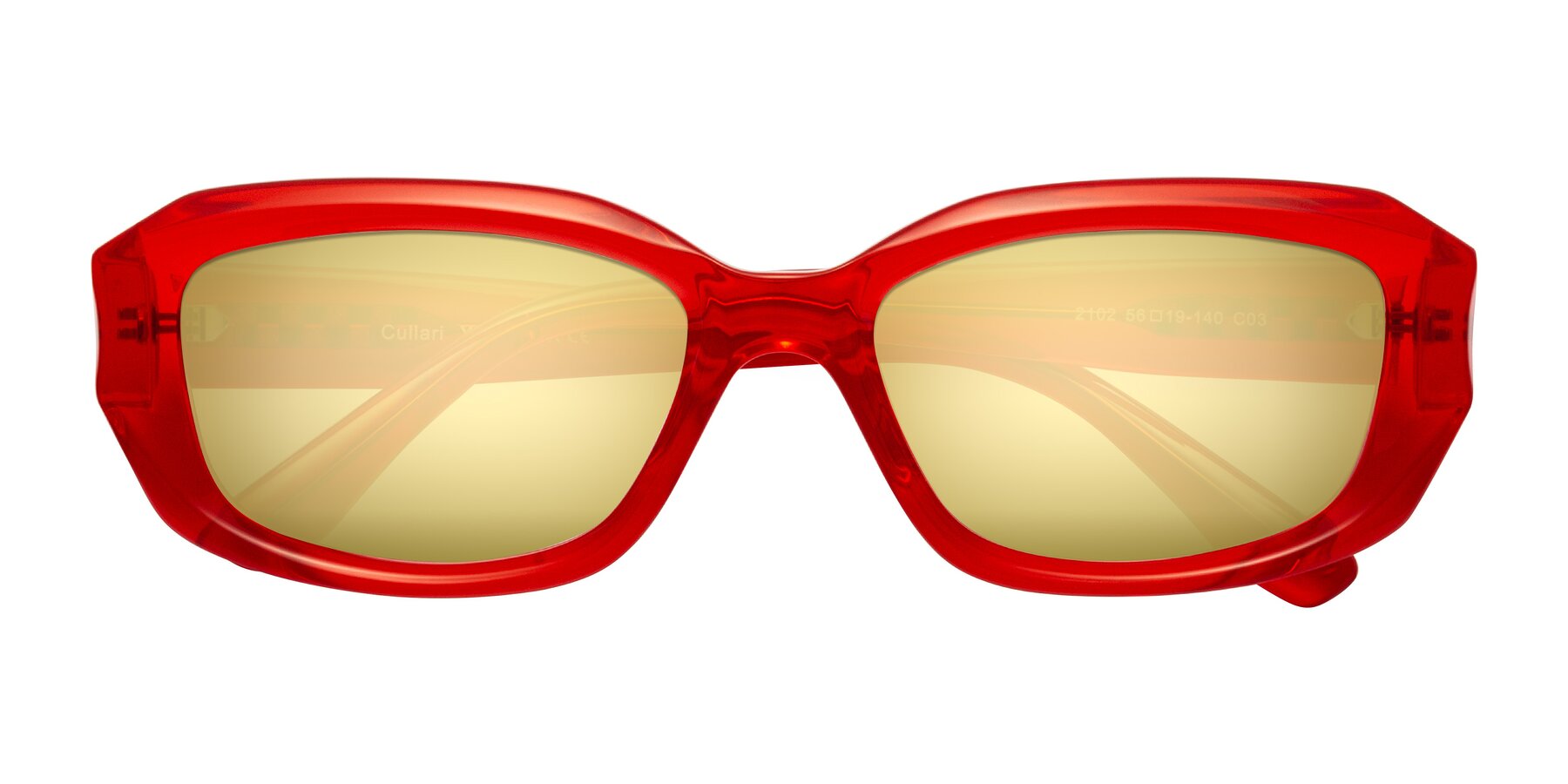 Folded Front of Cullari in Chili Pepper with Gold Mirrored Lenses