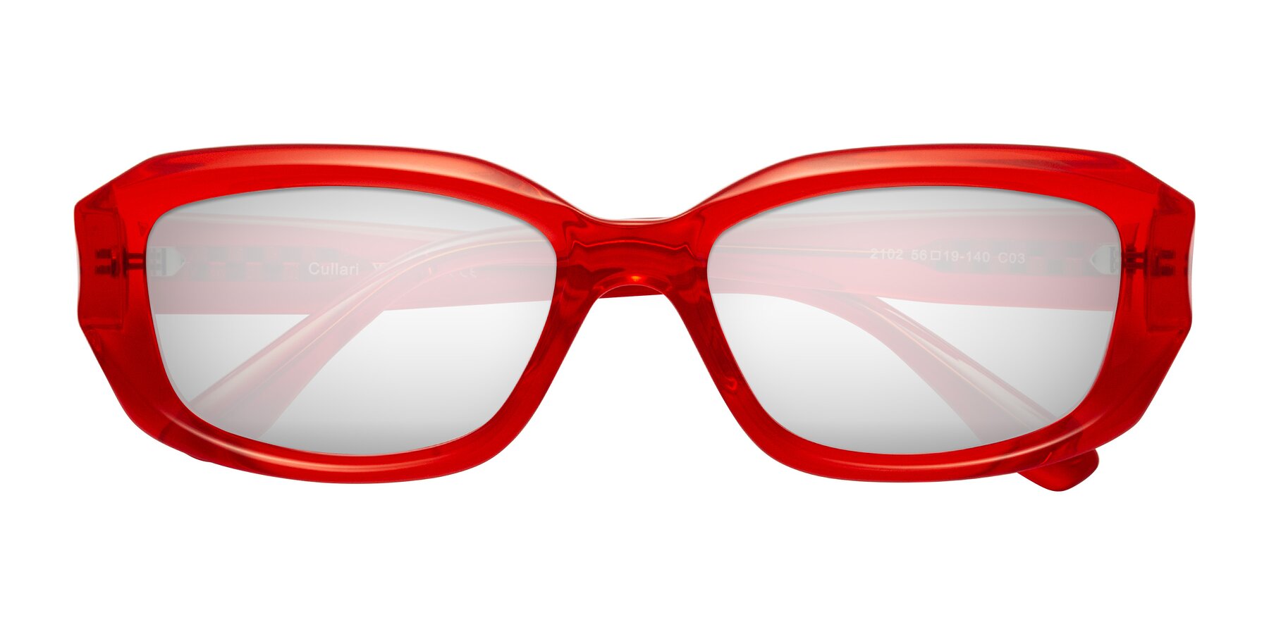 Folded Front of Cullari in Chili Pepper with Silver Mirrored Lenses