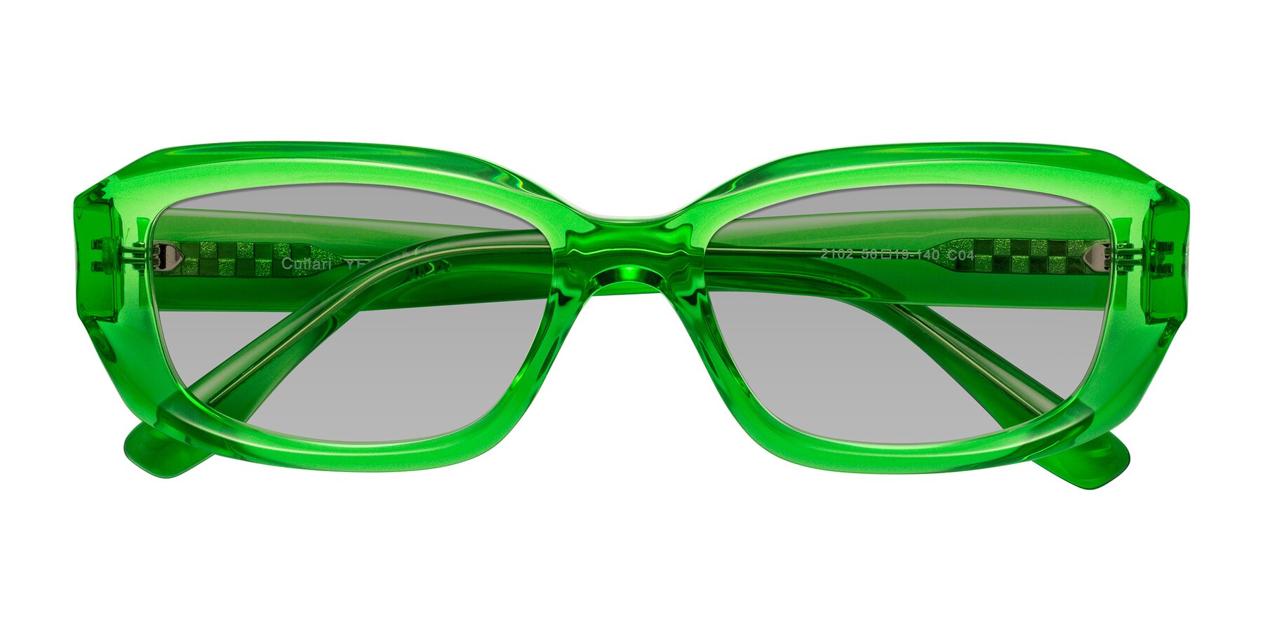 Folded Front of Cullari in Grass Green with Light Gray Tinted Lenses