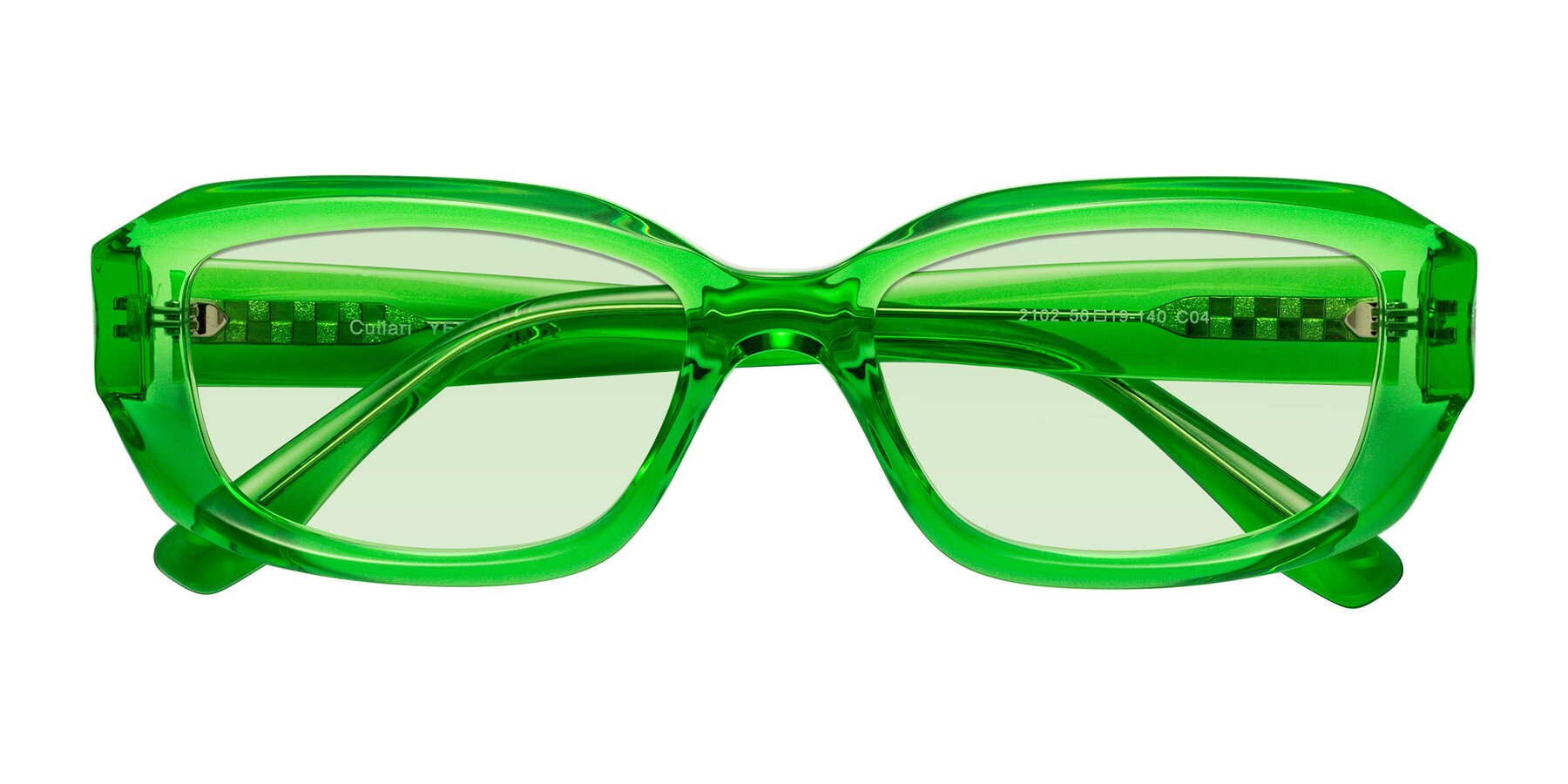 Folded Front of Cullari in Grass Green with Light Green Tinted Lenses