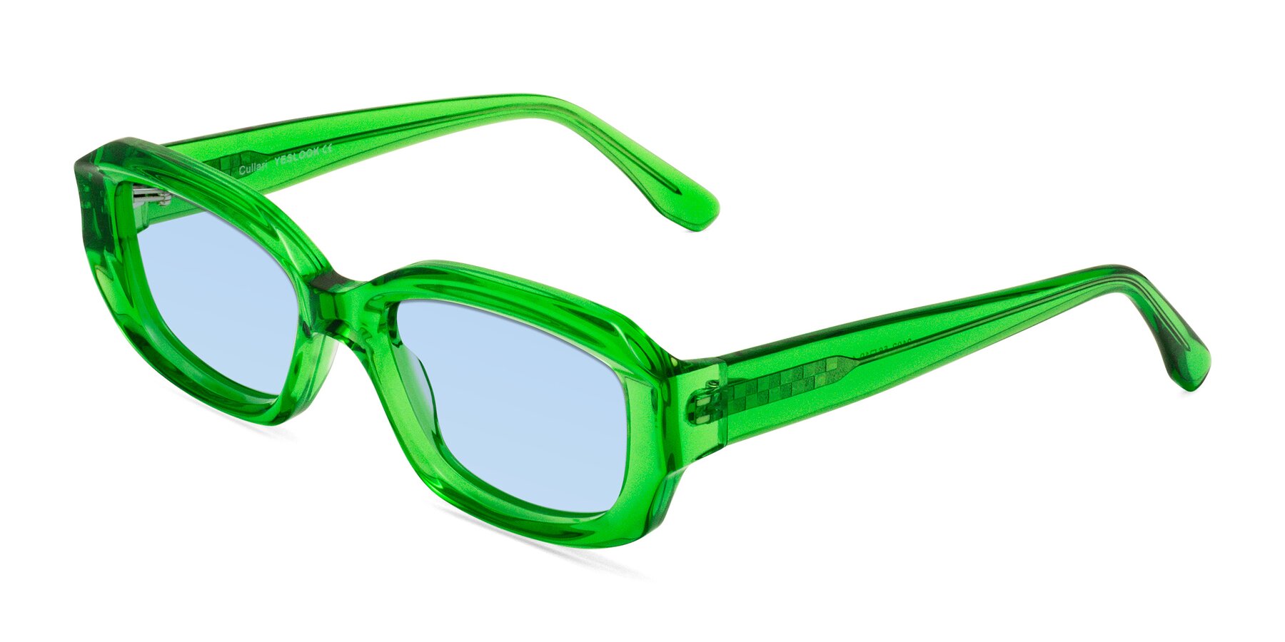 Angle of Cullari in Grass Green with Light Blue Tinted Lenses