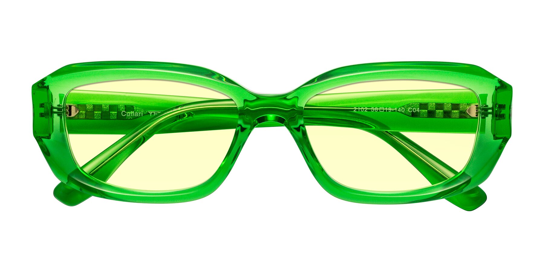 Folded Front of Cullari in Grass Green with Light Yellow Tinted Lenses