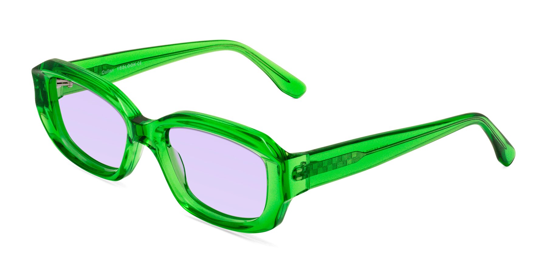 Angle of Cullari in Grass Green with Light Purple Tinted Lenses