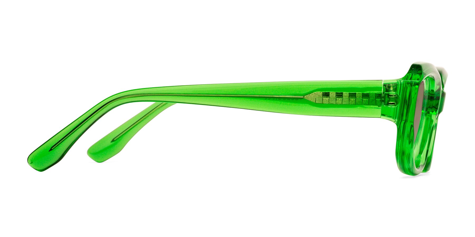 Side of Cullari in Grass Green with Medium Brown Tinted Lenses