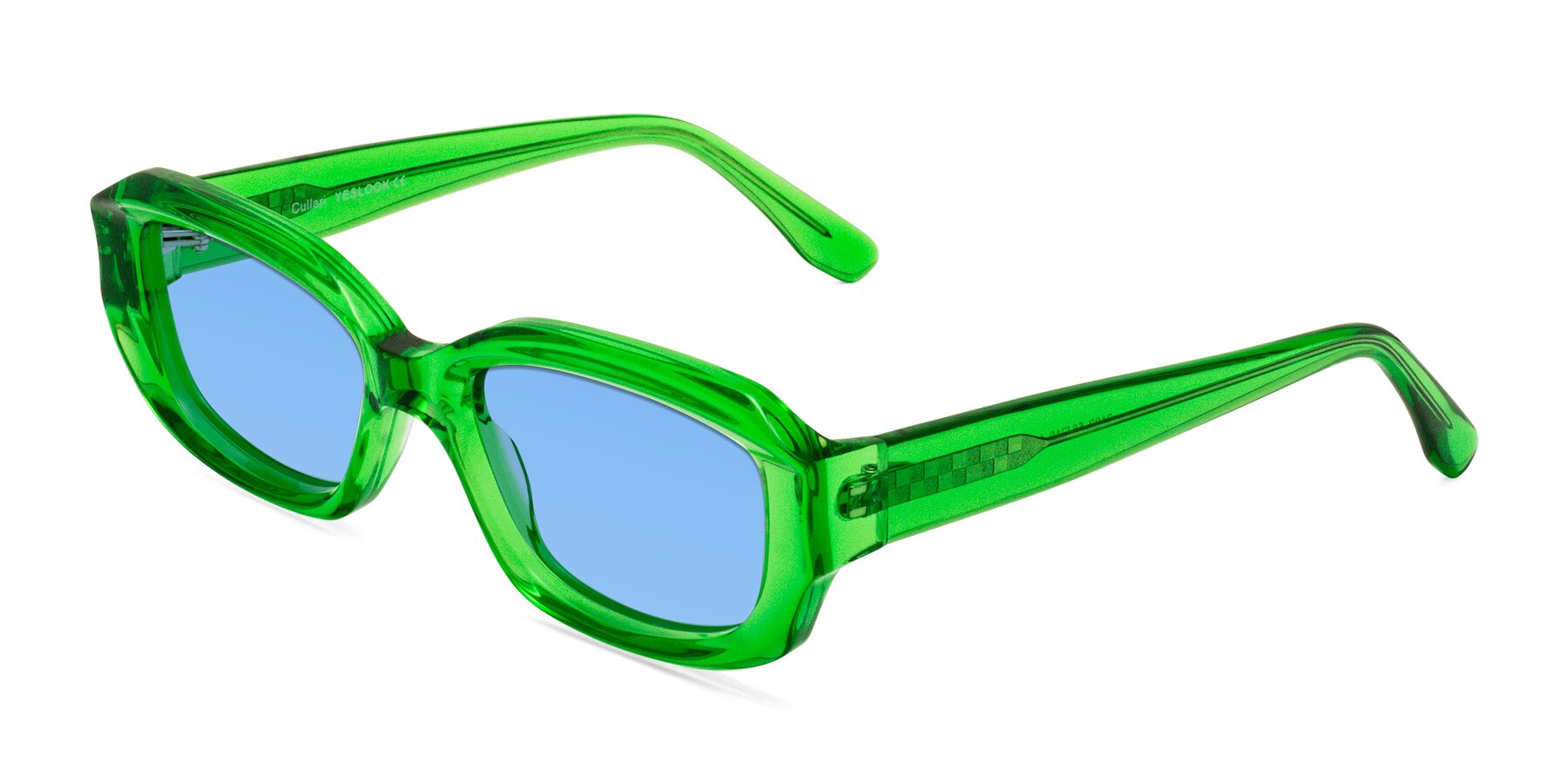 Angle of Cullari in Grass Green with Medium Blue Tinted Lenses
