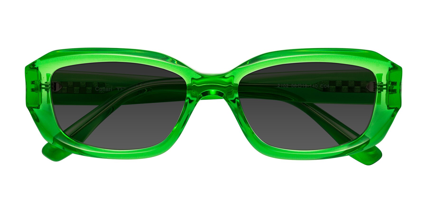Folded Front of Cullari in Grass Green with Gray Tinted Lenses