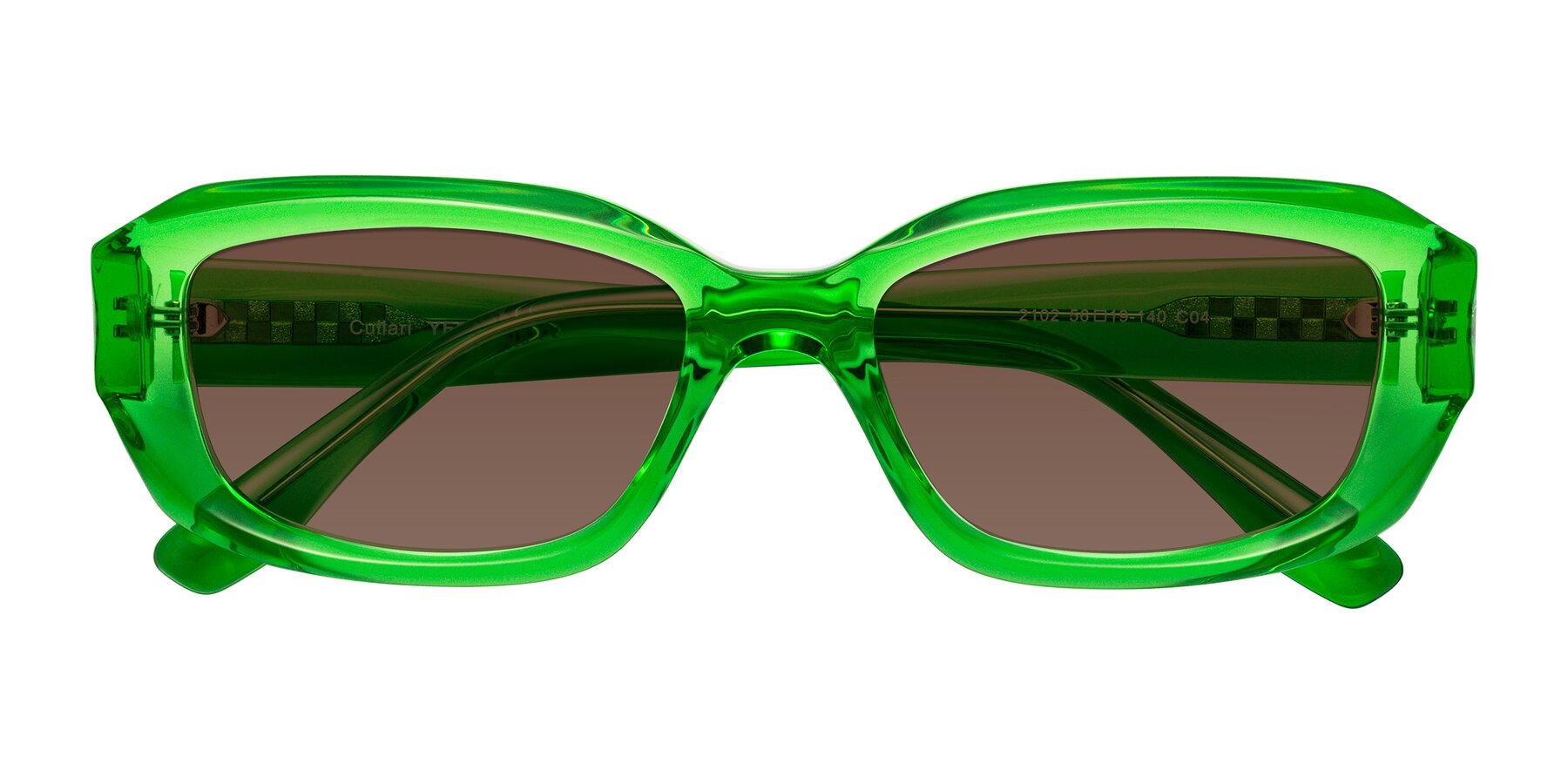 Folded Front of Cullari in Grass Green with Brown Tinted Lenses