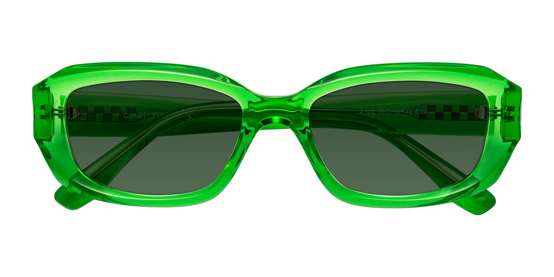 Folded Front of Cullari in Grass Green with Green Tinted Lenses