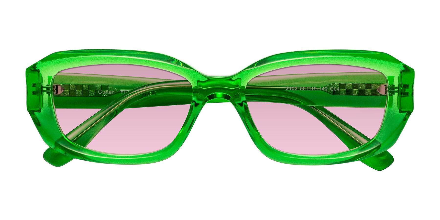 Folded Front of Cullari in Grass Green with Light Wine Tinted Lenses