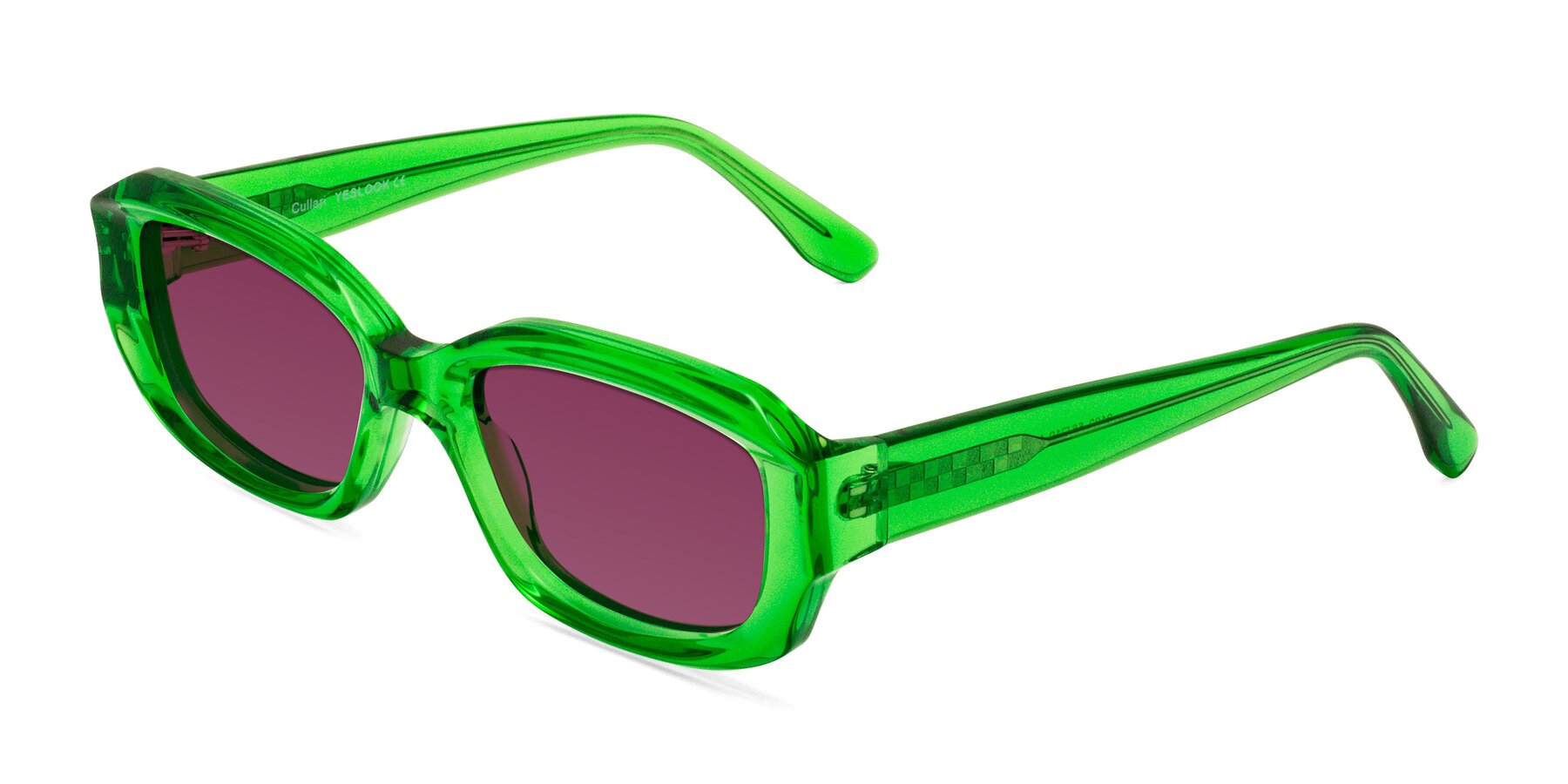 Angle of Cullari in Grass Green with Wine Tinted Lenses