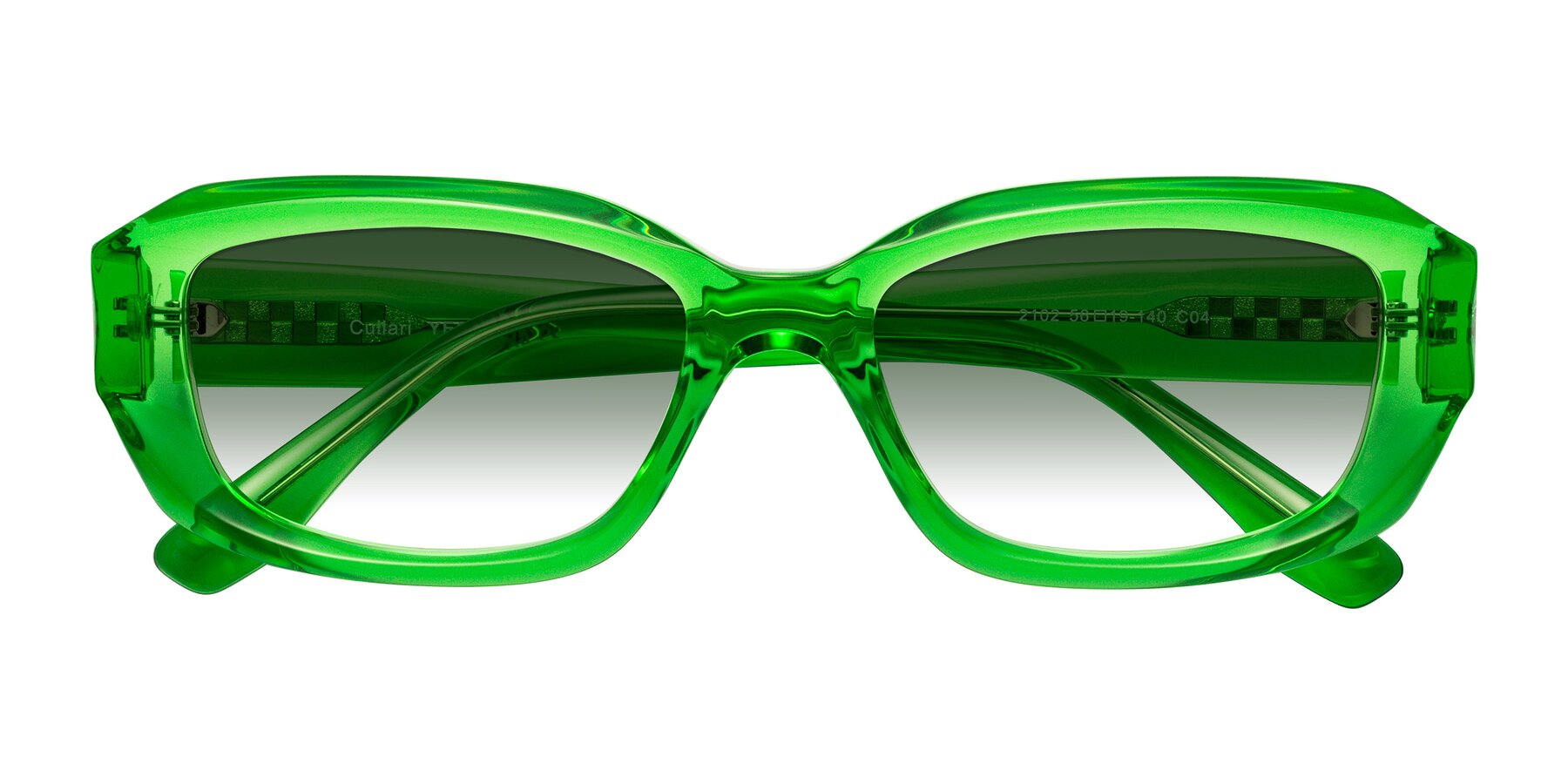 Folded Front of Cullari in Grass Green with Green Gradient Lenses