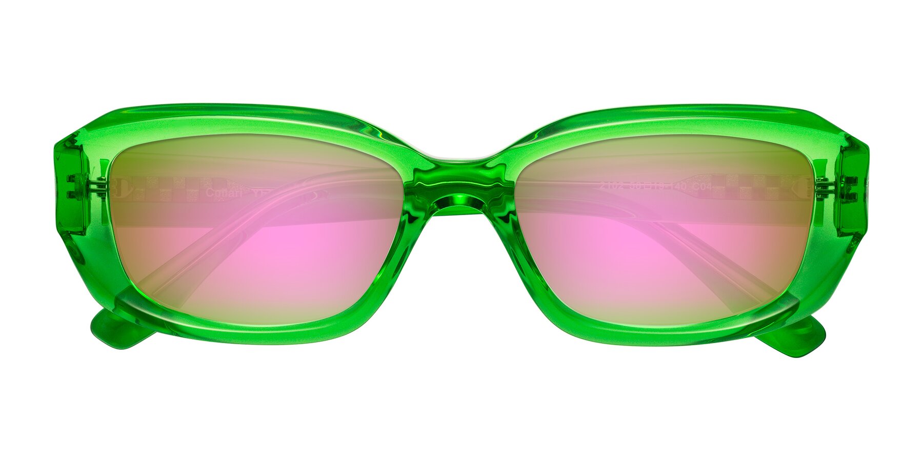 Folded Front of Cullari in Grass Green with Pink Mirrored Lenses