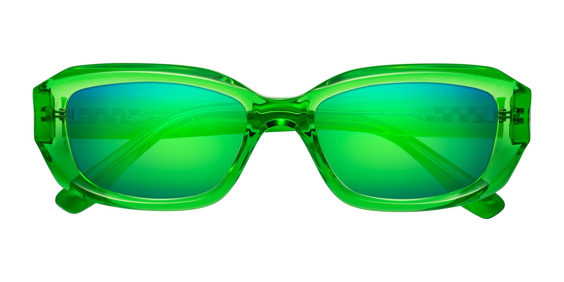 Folded Front of Cullari in Grass Green with Green Mirrored Lenses
