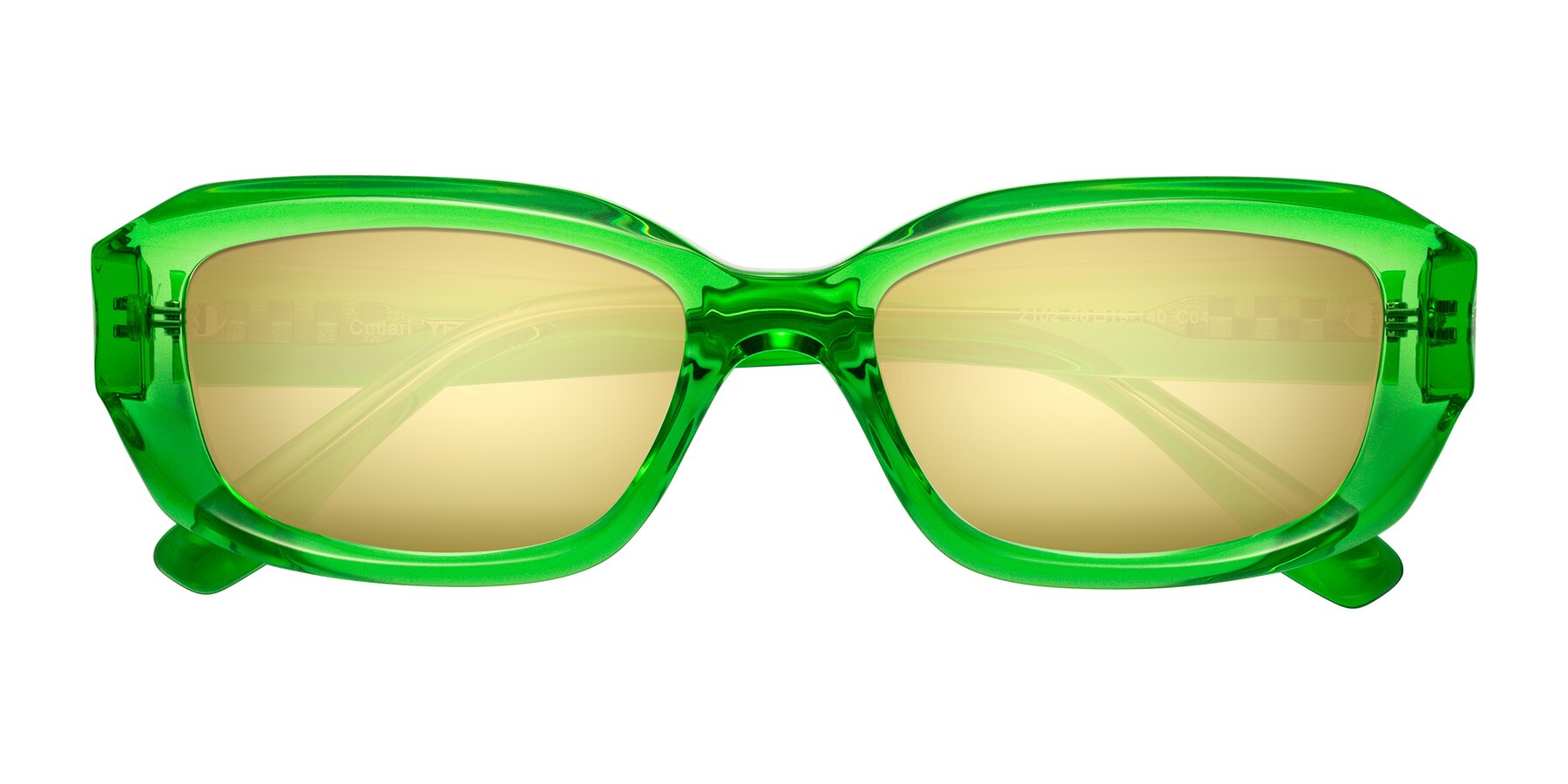 Folded Front of Cullari in Grass Green with Gold Mirrored Lenses