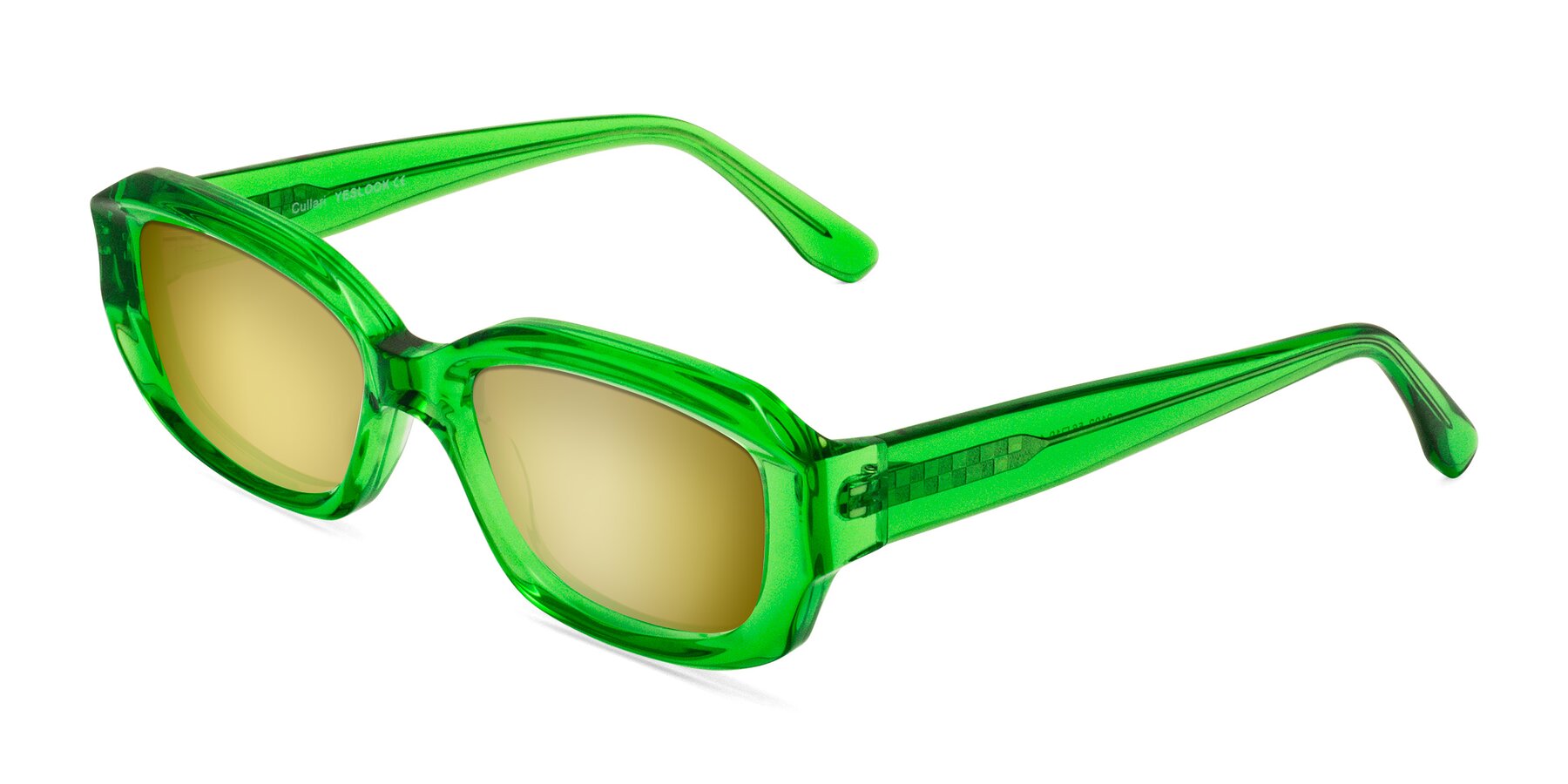 Angle of Cullari in Grass Green with Gold Mirrored Lenses