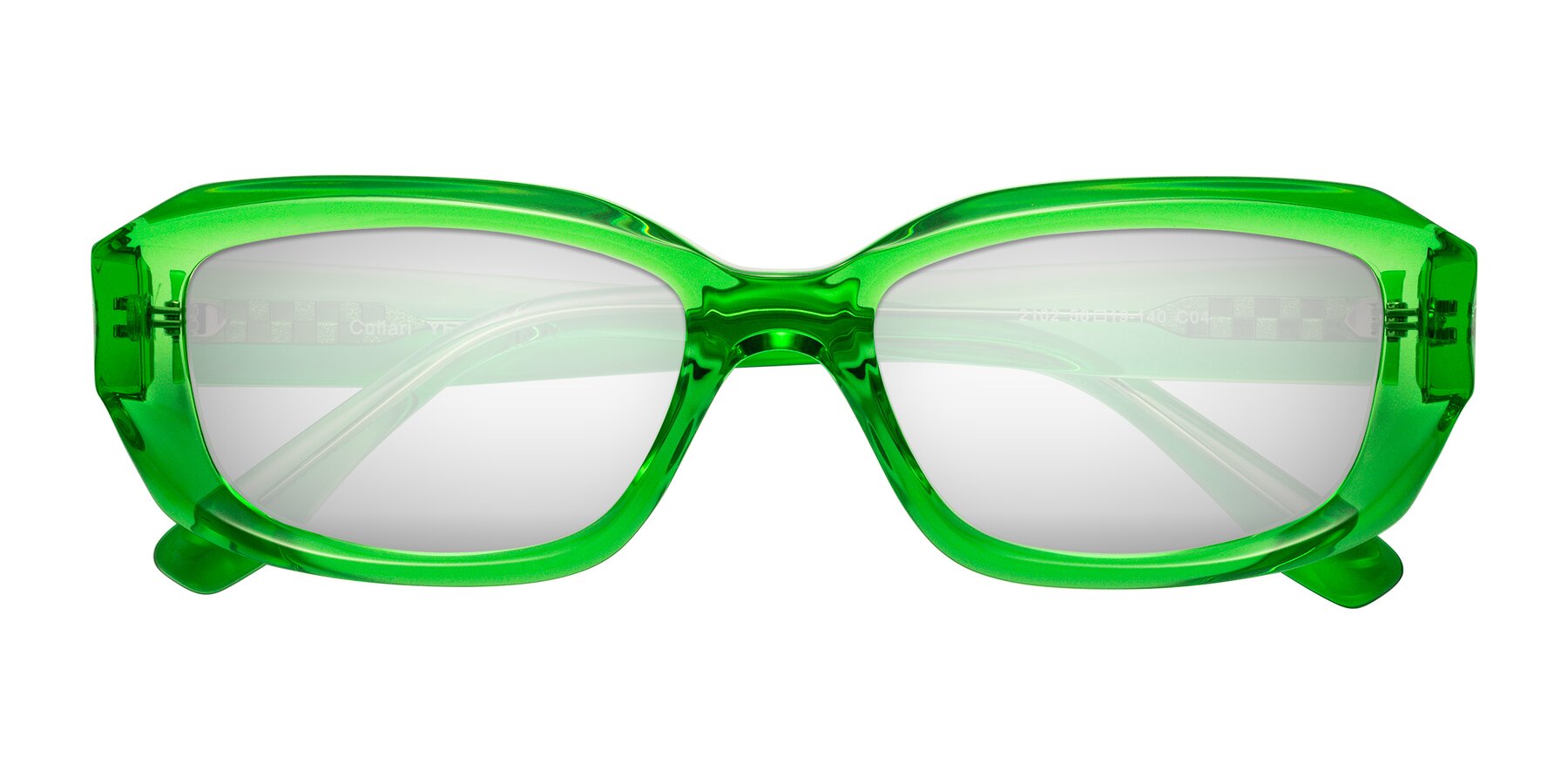 Folded Front of Cullari in Grass Green with Silver Mirrored Lenses