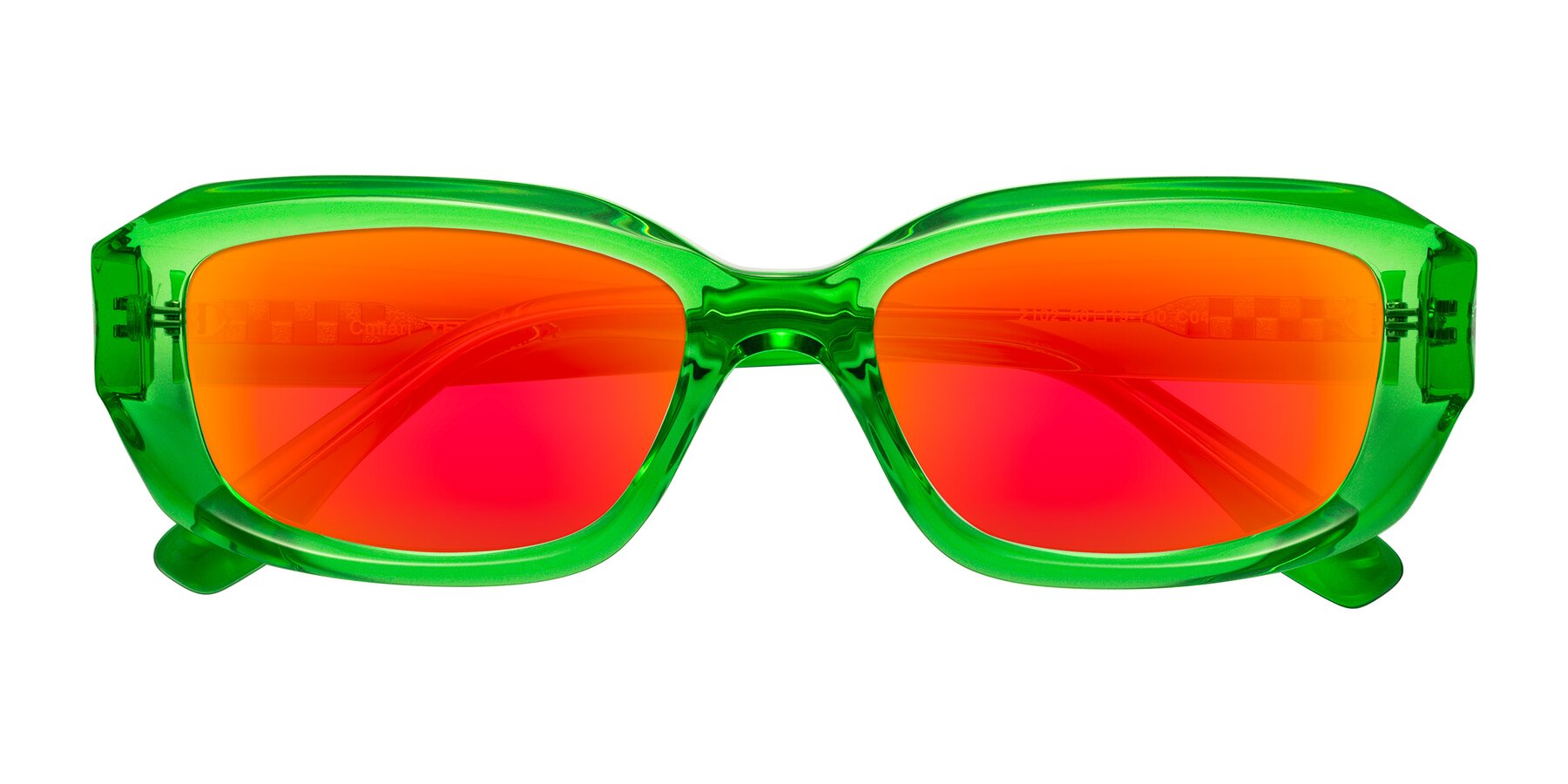 Folded Front of Cullari in Grass Green with Red Gold Mirrored Lenses