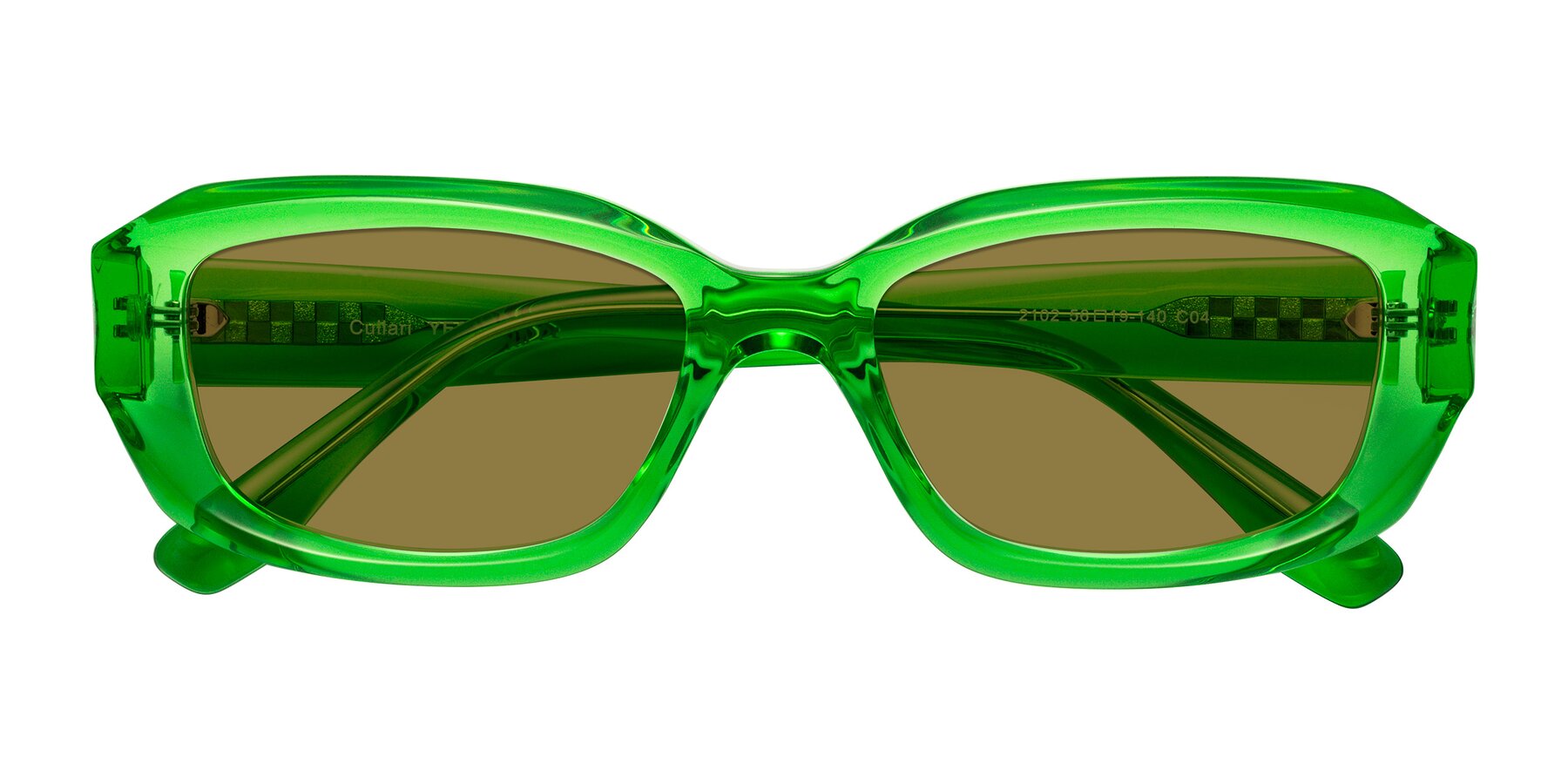 Folded Front of Cullari in Grass Green with Brown Polarized Lenses