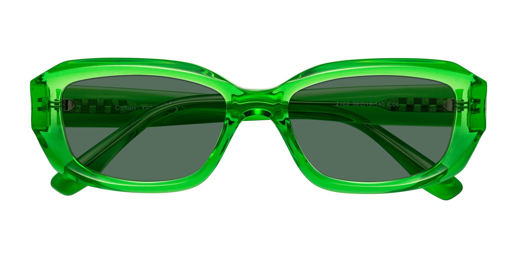 Folded Front of Cullari in Grass Green with Green Polarized Lenses