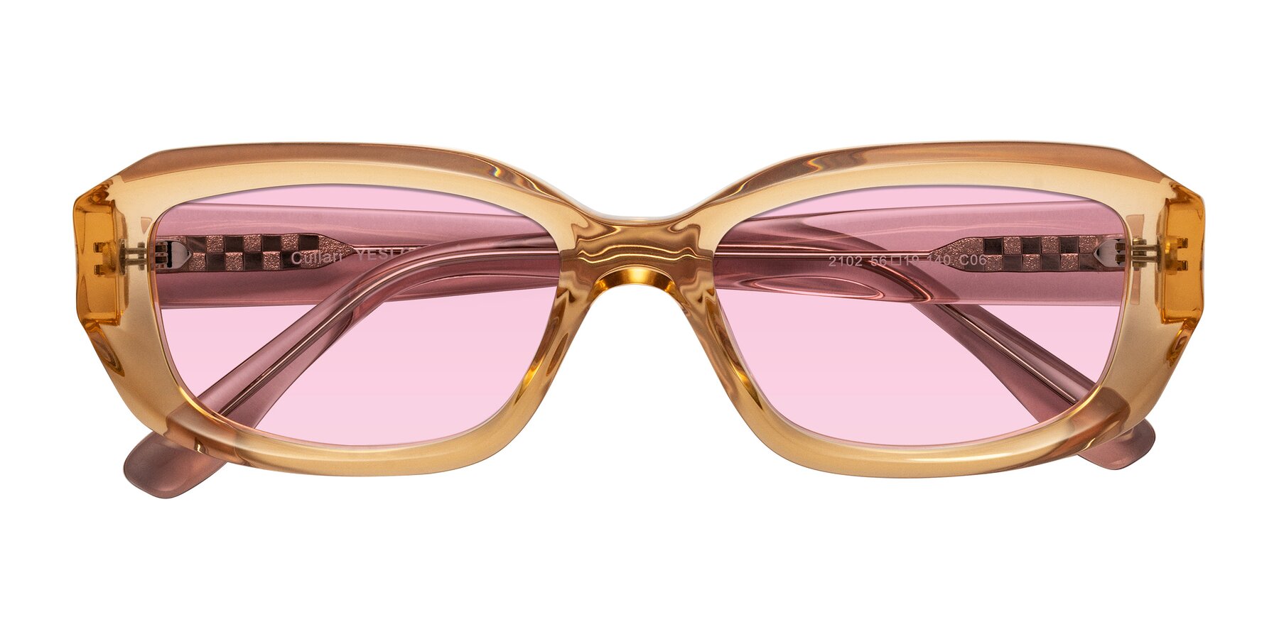 Folded Front of Cullari in Champagne/Light Purple with Light Pink Tinted Lenses