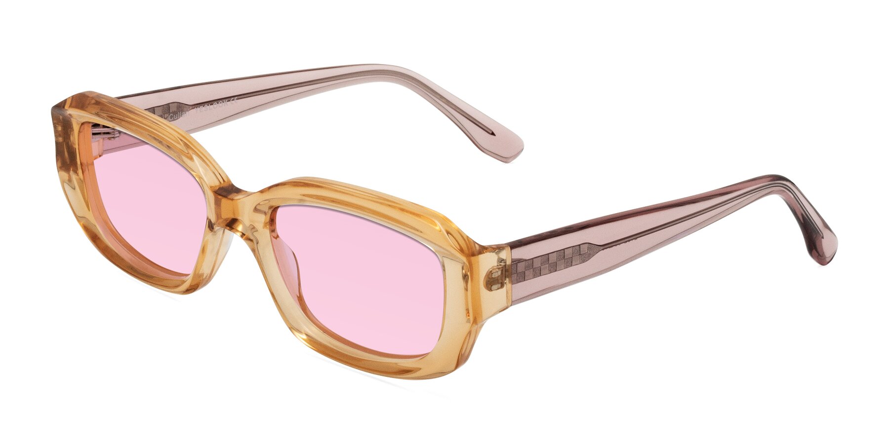 Angle of Cullari in Champagne/Light Purple with Light Pink Tinted Lenses