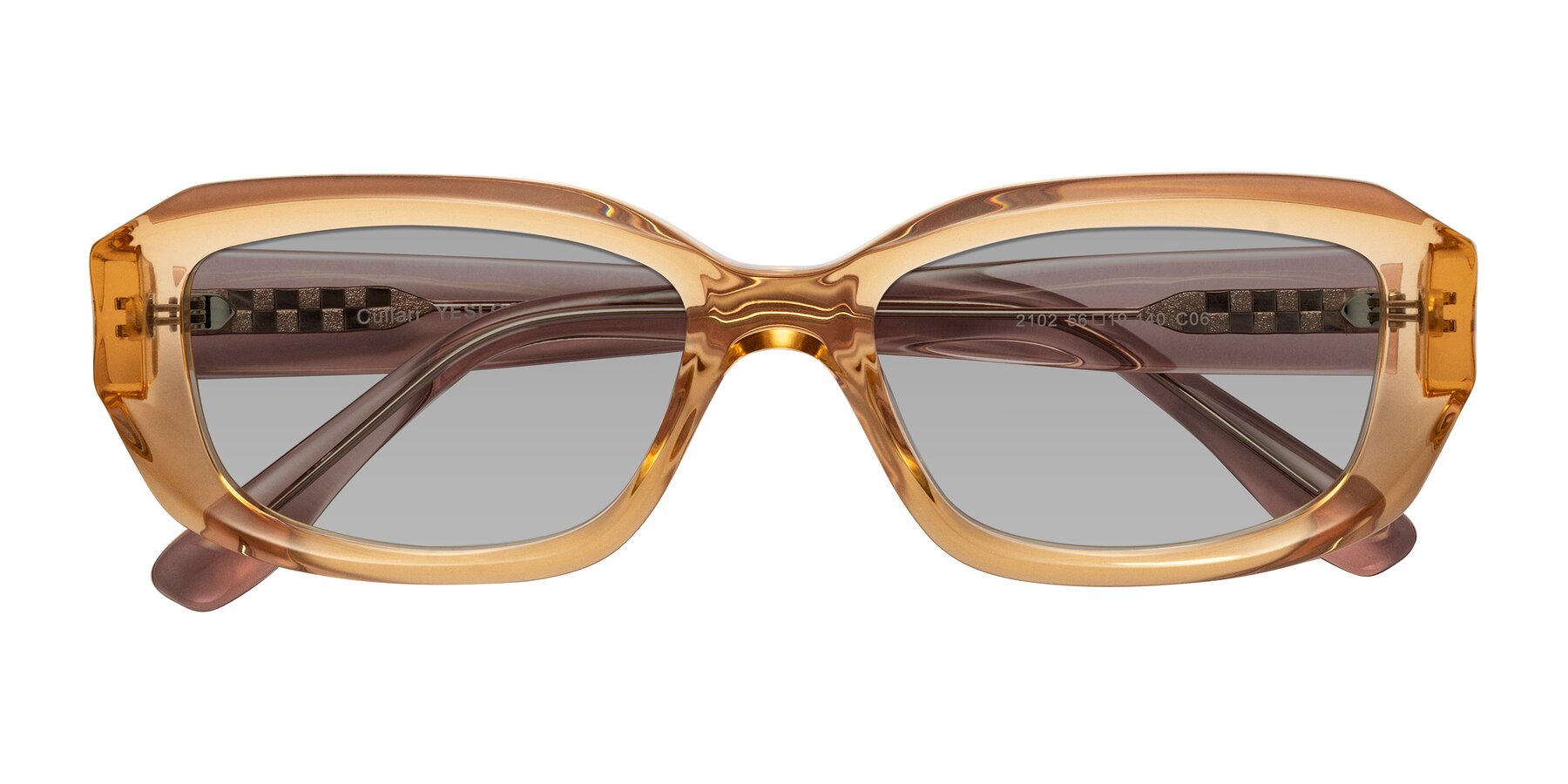 Folded Front of Cullari in Champagne/Light Purple with Light Gray Tinted Lenses