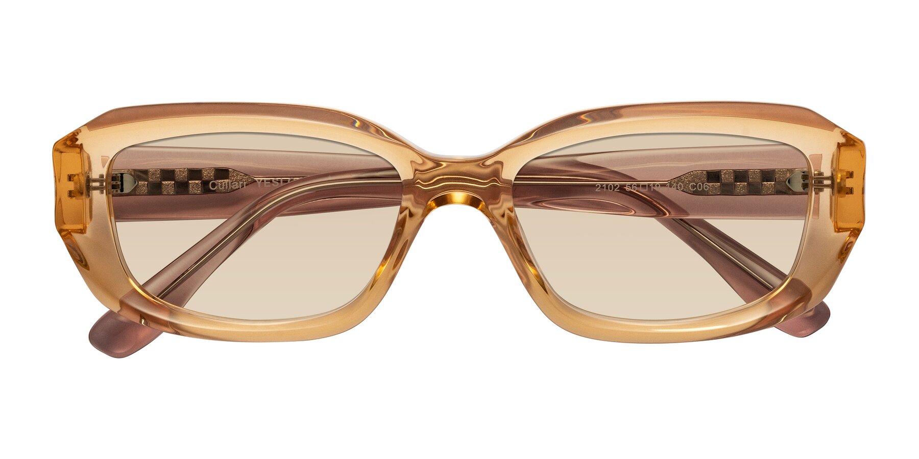 Folded Front of Cullari in Champagne/Light Purple with Light Brown Tinted Lenses