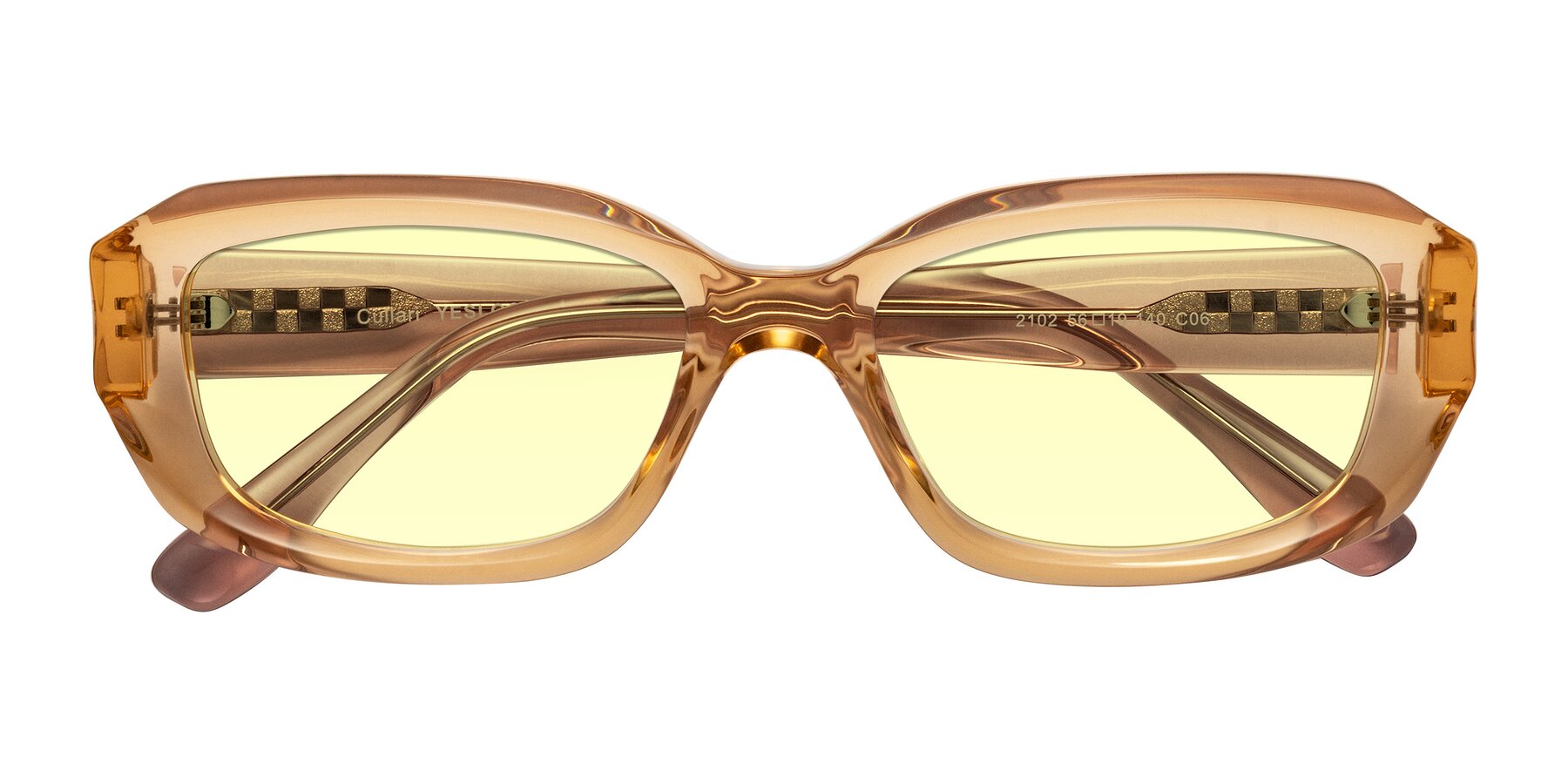 Folded Front of Cullari in Champagne/Light Purple with Light Yellow Tinted Lenses