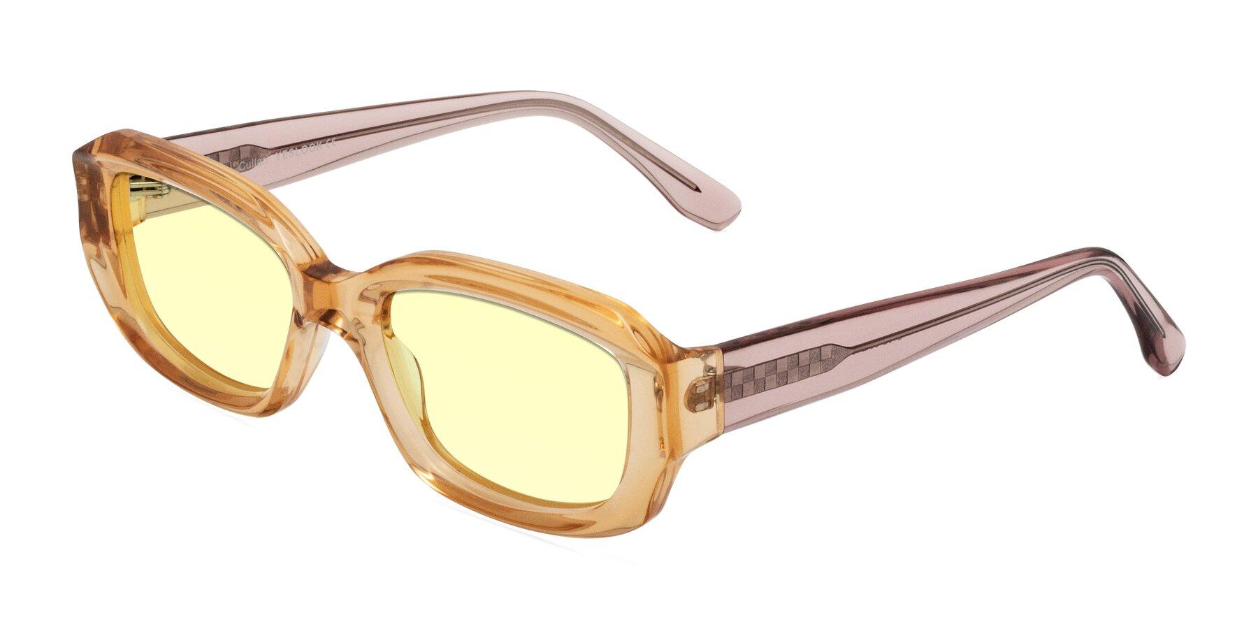 Angle of Cullari in Champagne/Light Purple with Light Yellow Tinted Lenses