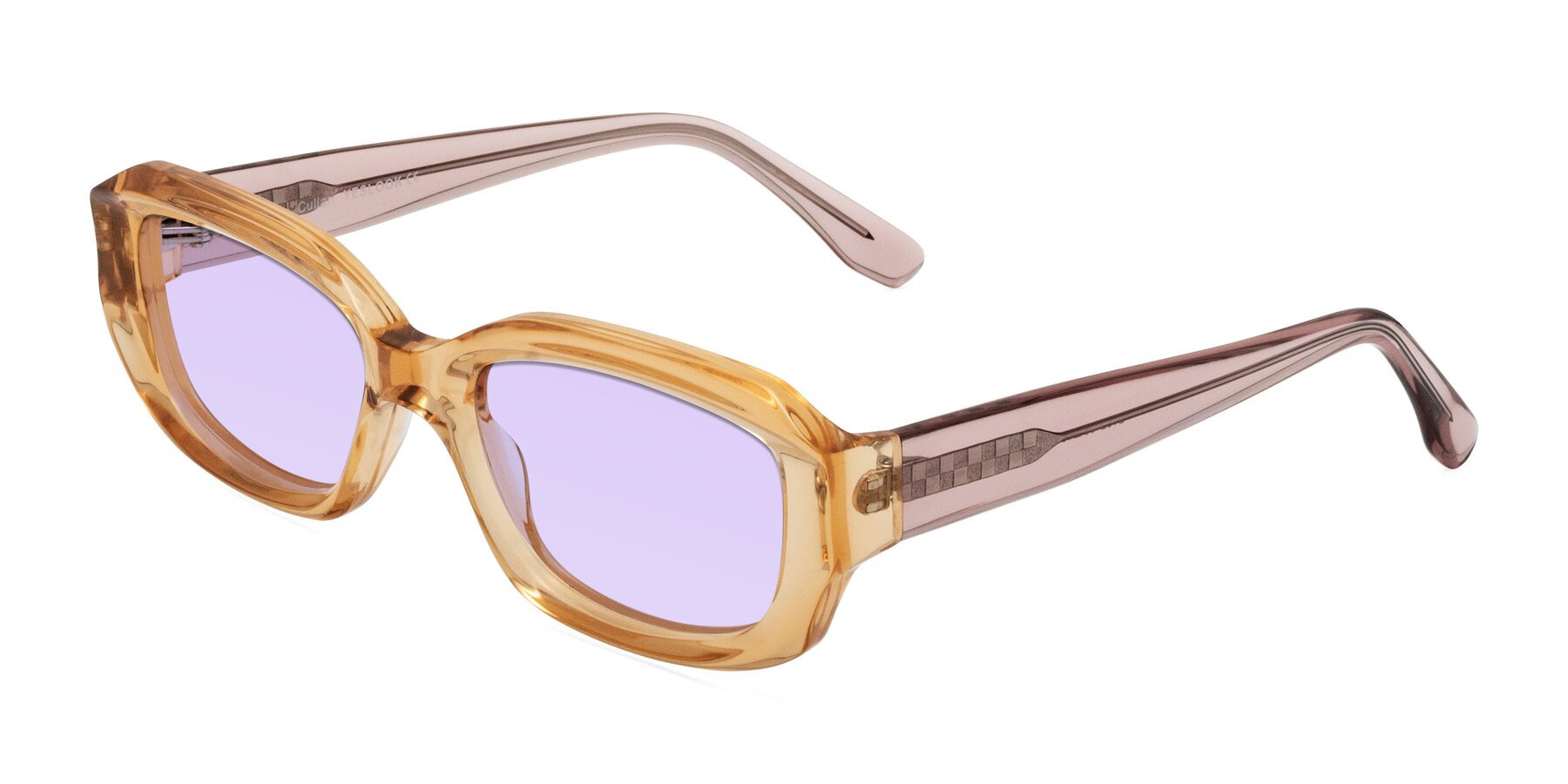 Angle of Cullari in Champagne/Light Purple with Light Purple Tinted Lenses