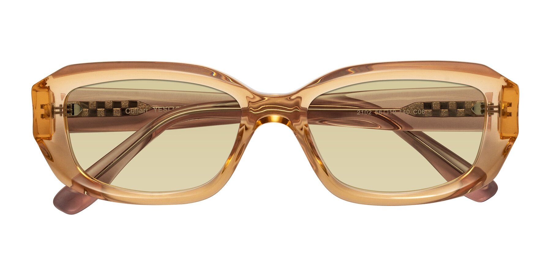 Folded Front of Cullari in Champagne/Light Purple with Light Champagne Tinted Lenses