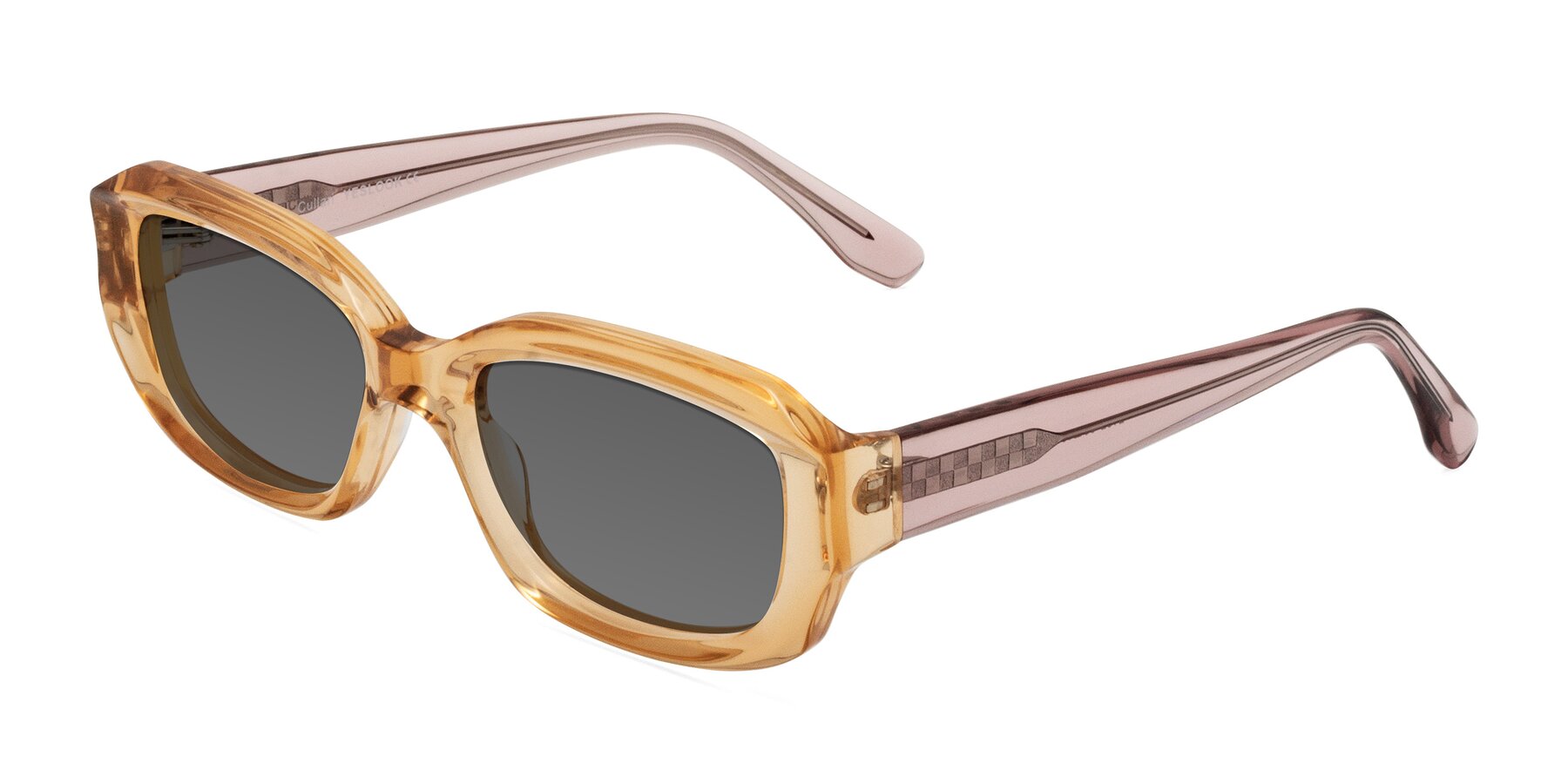 Angle of Cullari in Champagne/Light Purple with Medium Gray Tinted Lenses
