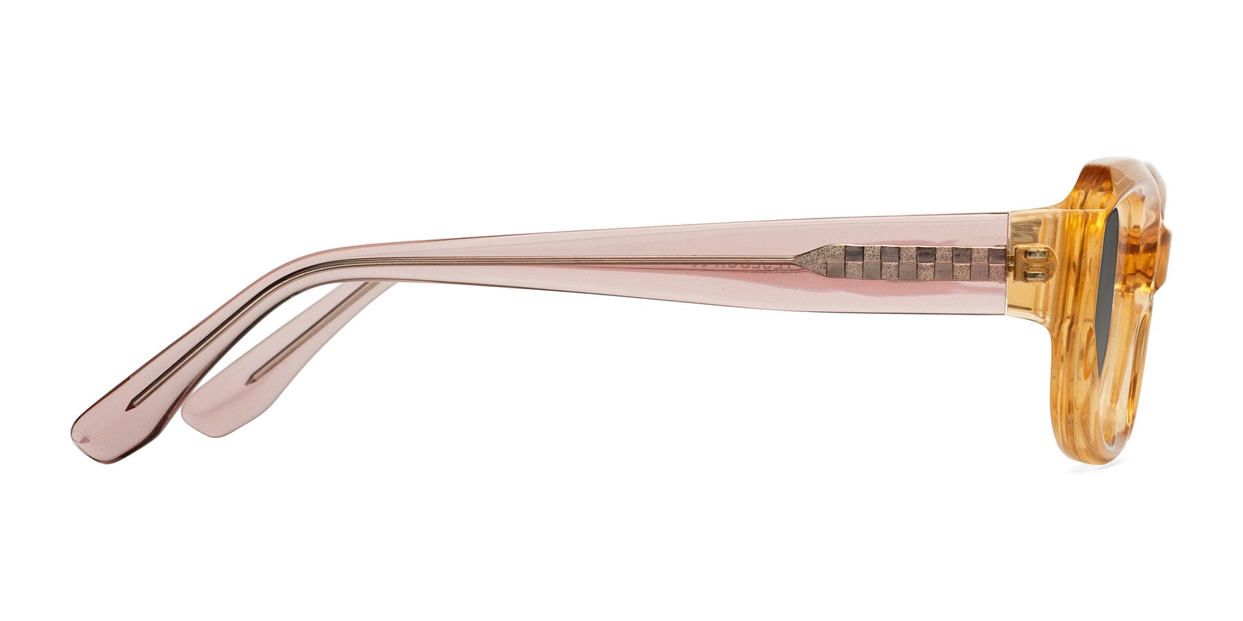 Side of Cullari in Champagne/Light Purple with Medium Gray Tinted Lenses